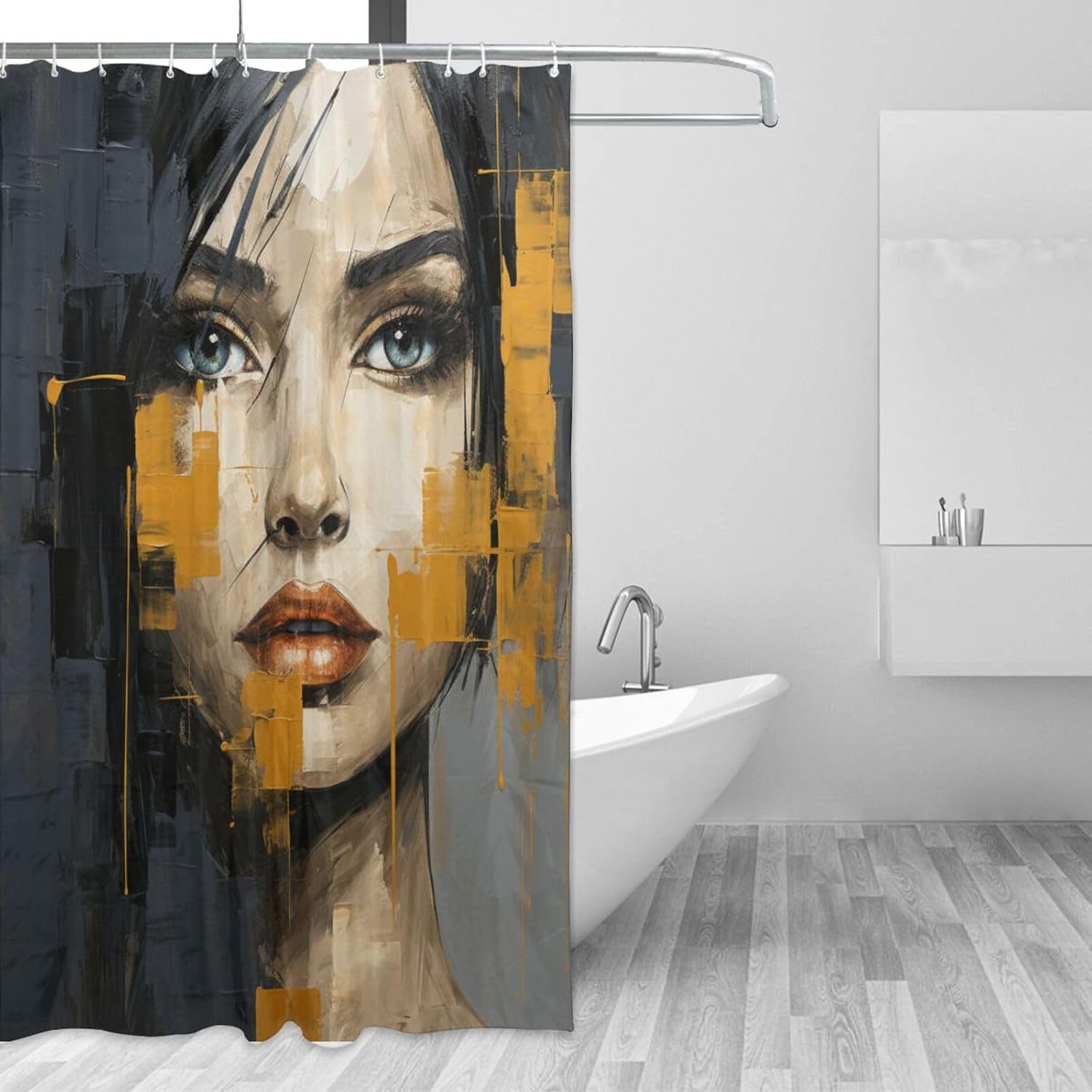 DAOWANGZUO Luxury Oil Painting Boho Face Shower Curtain Set