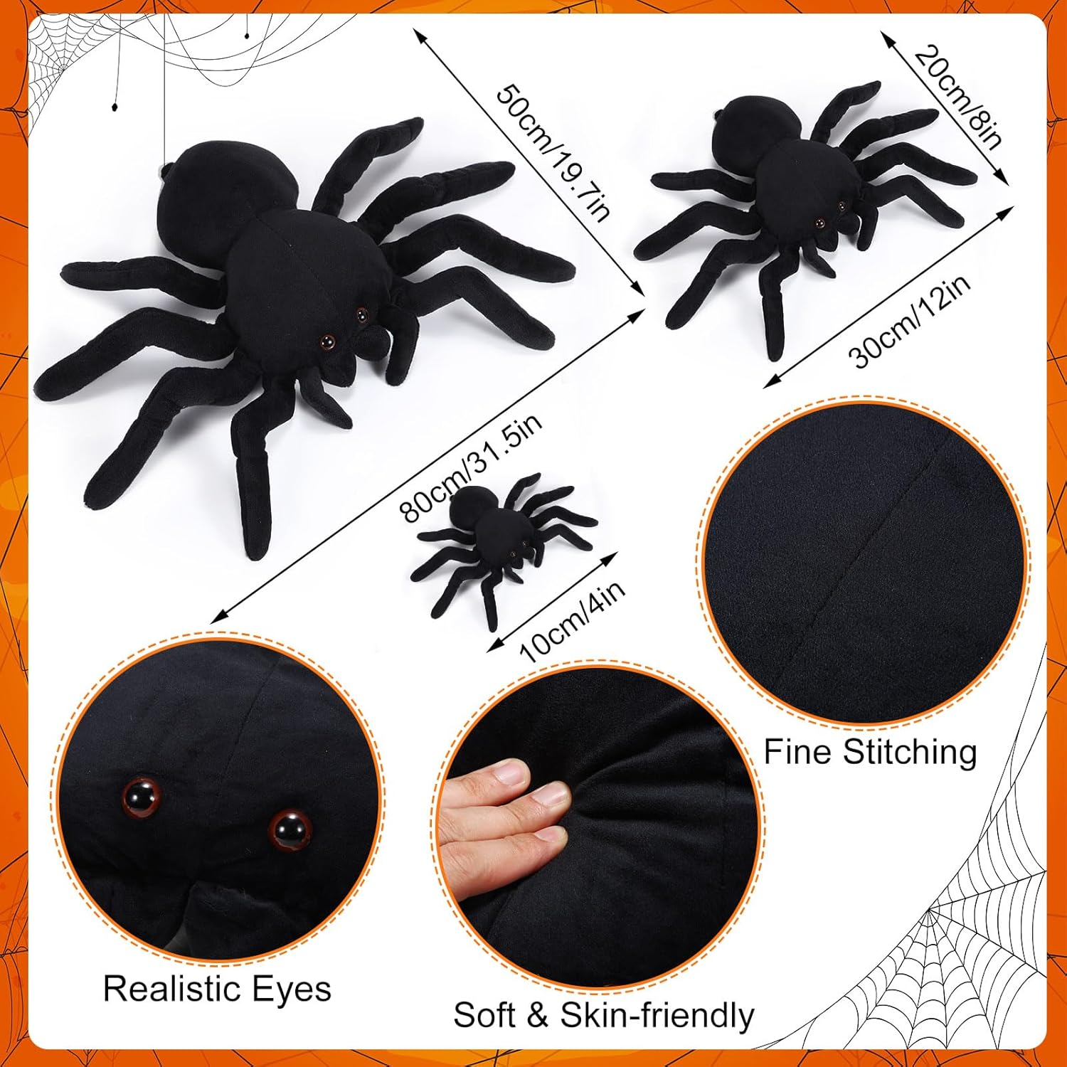 7-Piece Spider Stuffed Animal Set with Realistic Plush