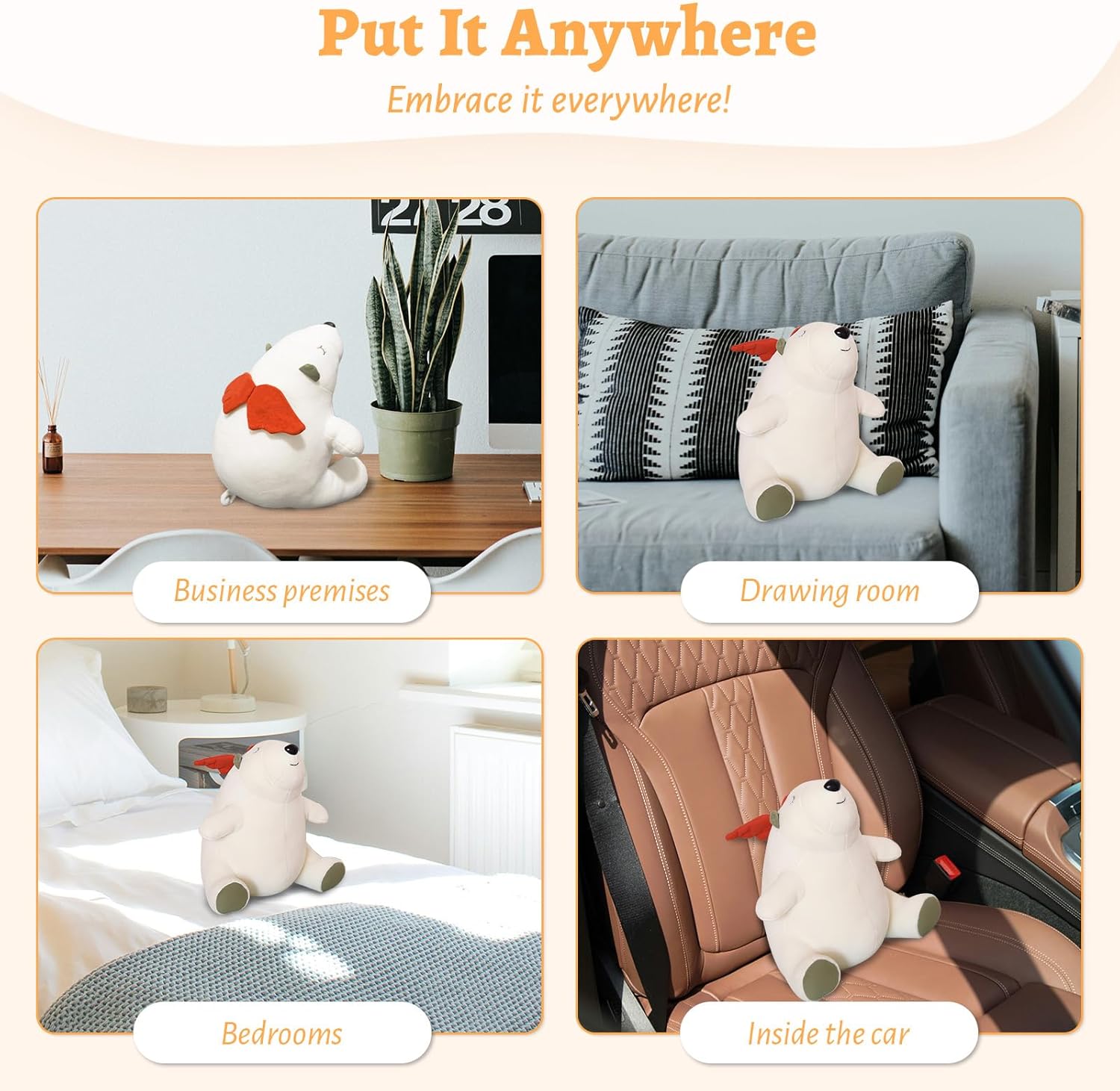Roqei Polar Bear Plush Pillow