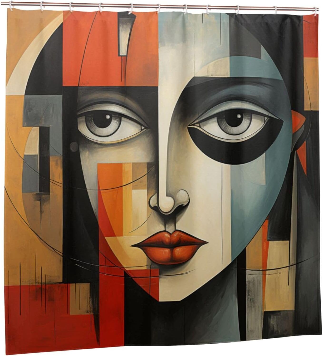 DAOWANGZUO Boho Face Shower Curtain Set Luxury Oil Painting Design