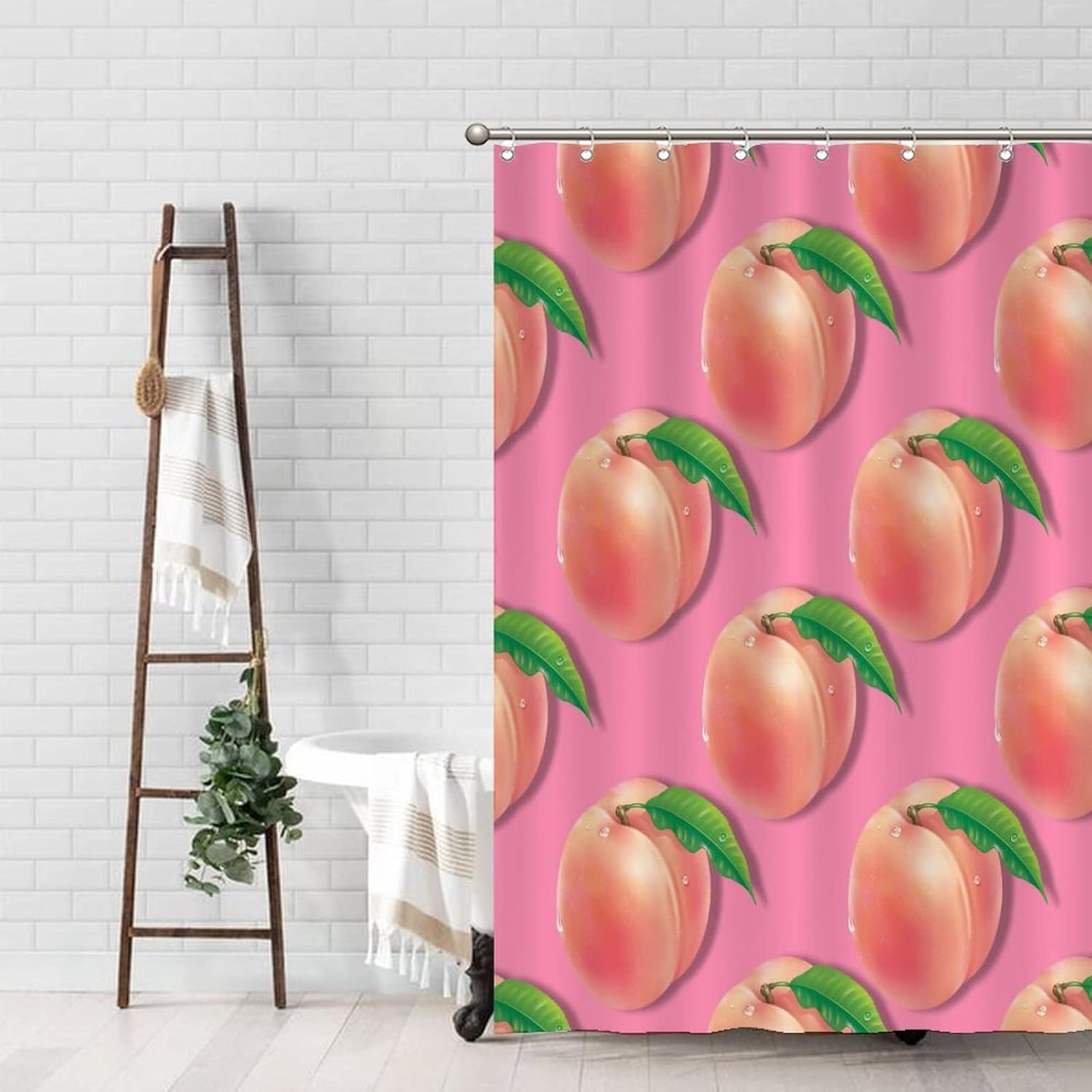 Cute Fruit Bath Curtains 47x71 ModernPolyester WashableBathroom Decor Set withHooks