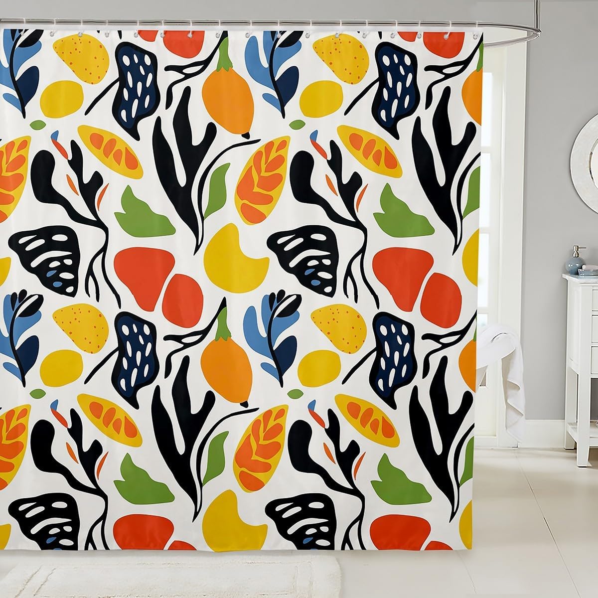 Jejeloiu Kids Tropical Fruit Shower Curtain Set 72x72