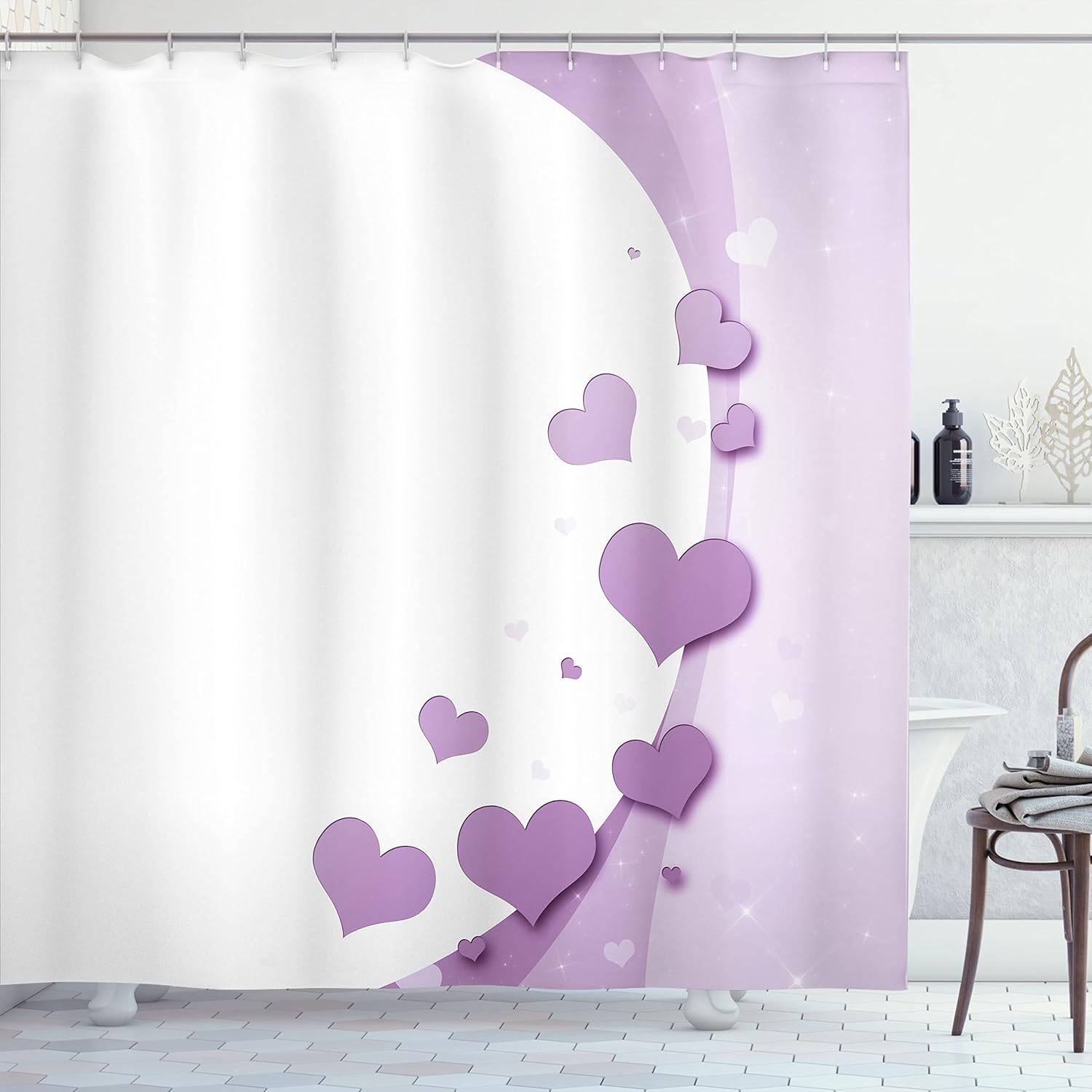 Ambesonne Love Shower Curtain Pastel Purple Valentines Day