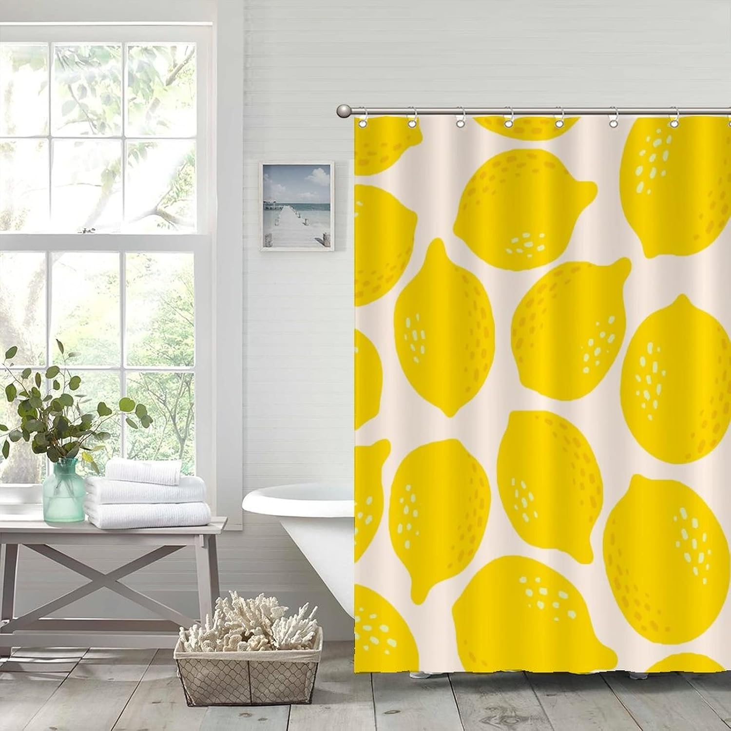 Funny Fruit Bath curtain set 59x71 - Lemon fruit design