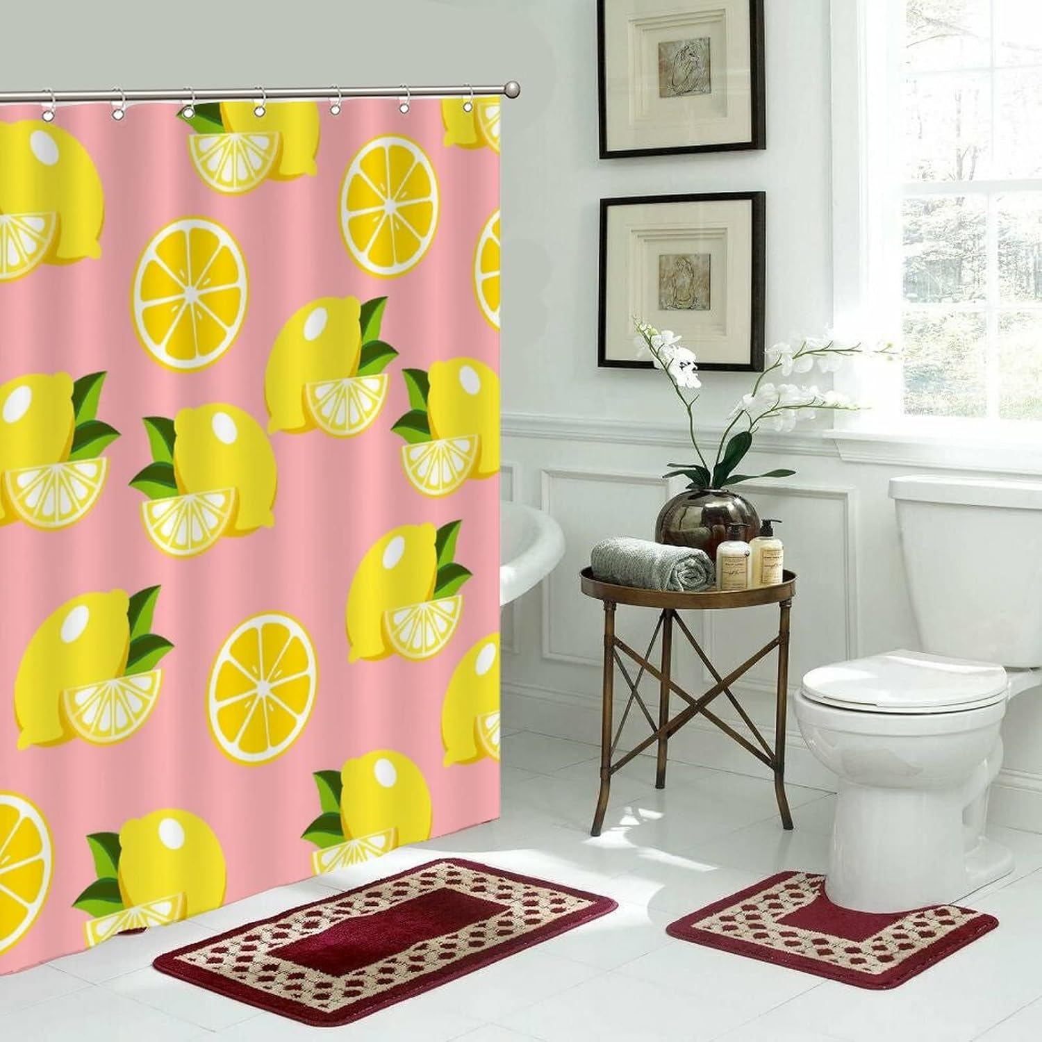 Natural Bath Curtains 59 x 71 Lemon Fruit Abstract