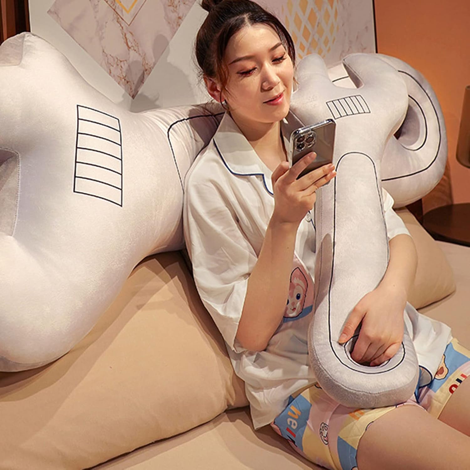 Simulation Wrench Shape Plush Pillow Comfortable Back Support Funny Stuffed Toy