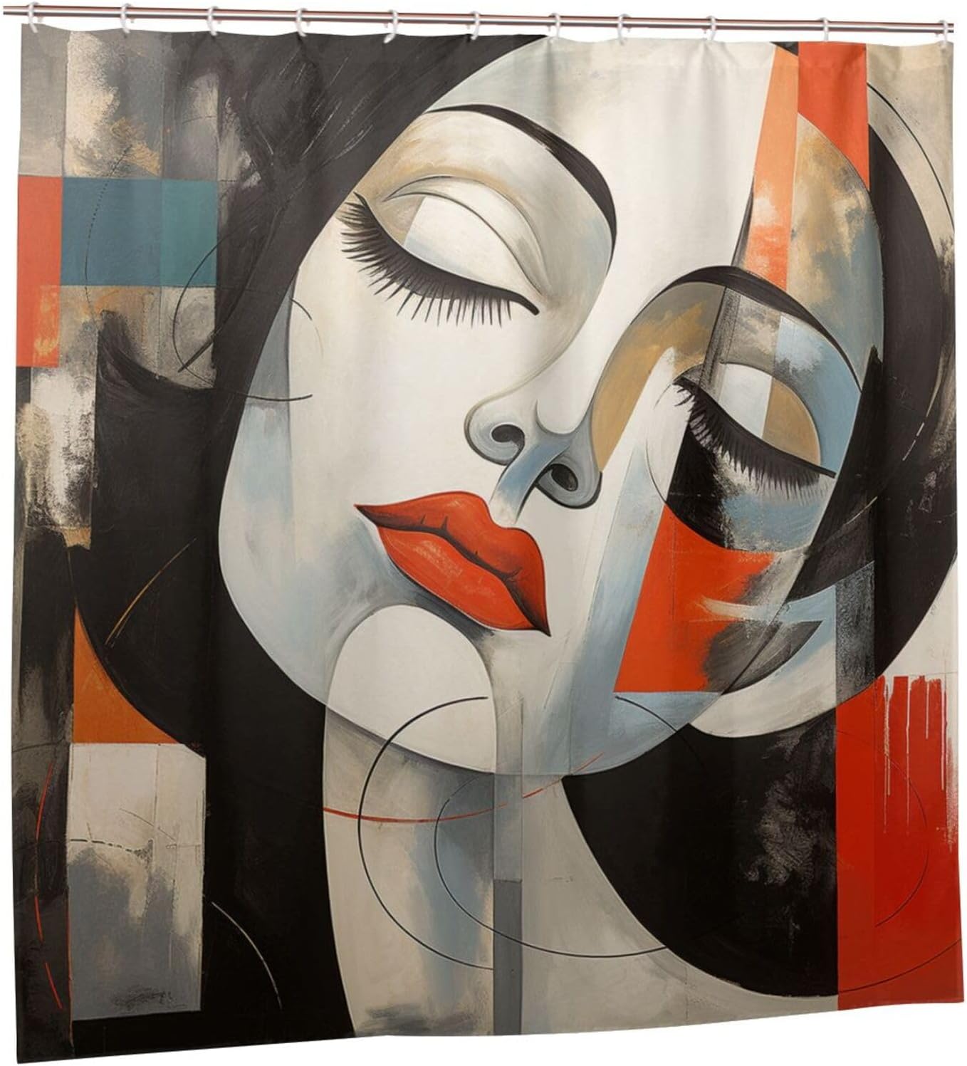 DAOWANGZUO Abstract Girl Boho Shower Curtain Set 72x72in