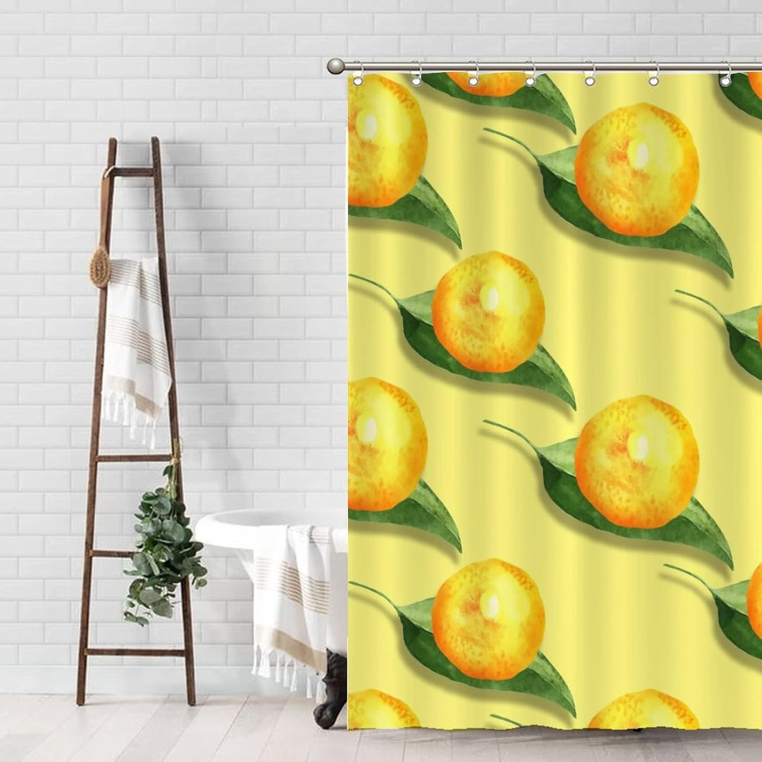 Fruit Pattern 65x71 Lemon shower curtain liner waterproof polyester with hook closure