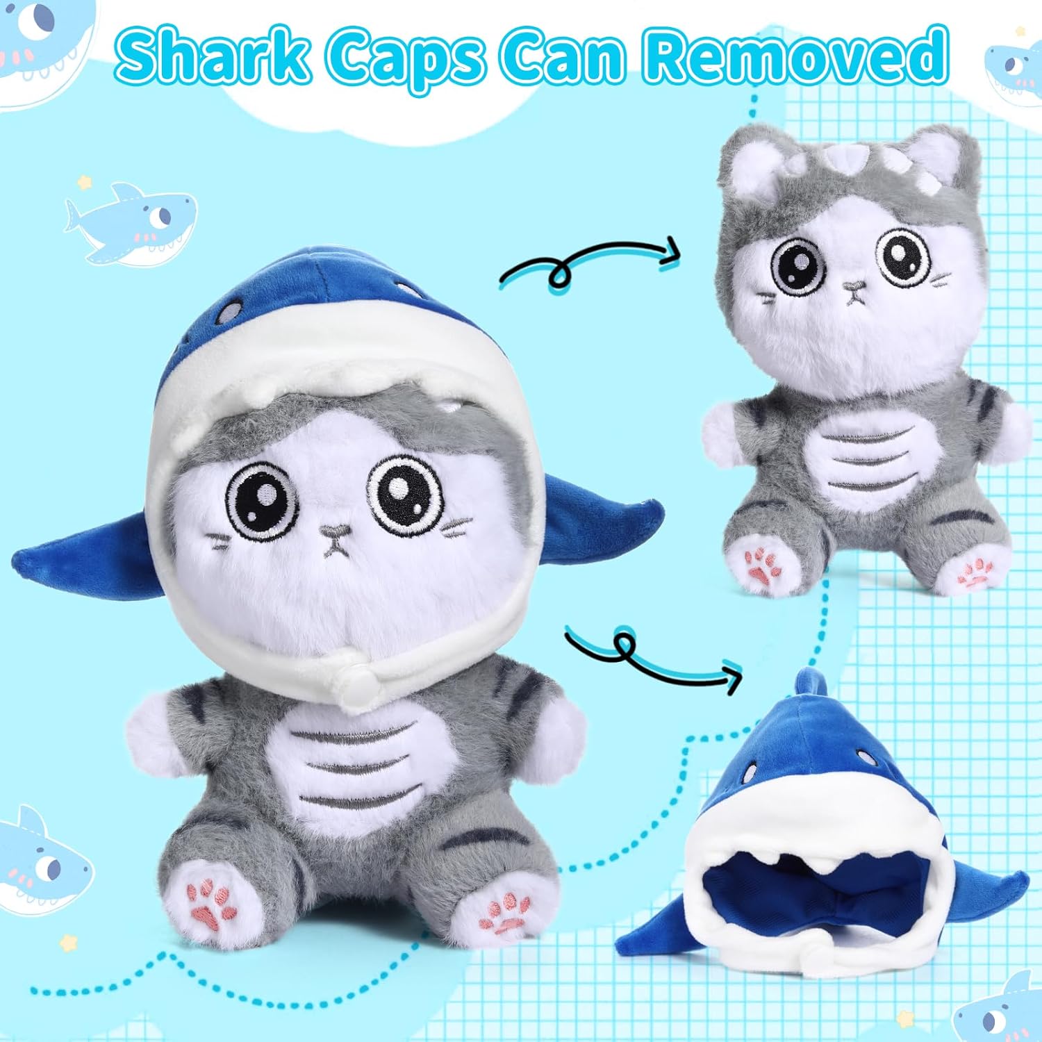 Emoin 8 Inch Shark Cat Plush Toy Kawaii