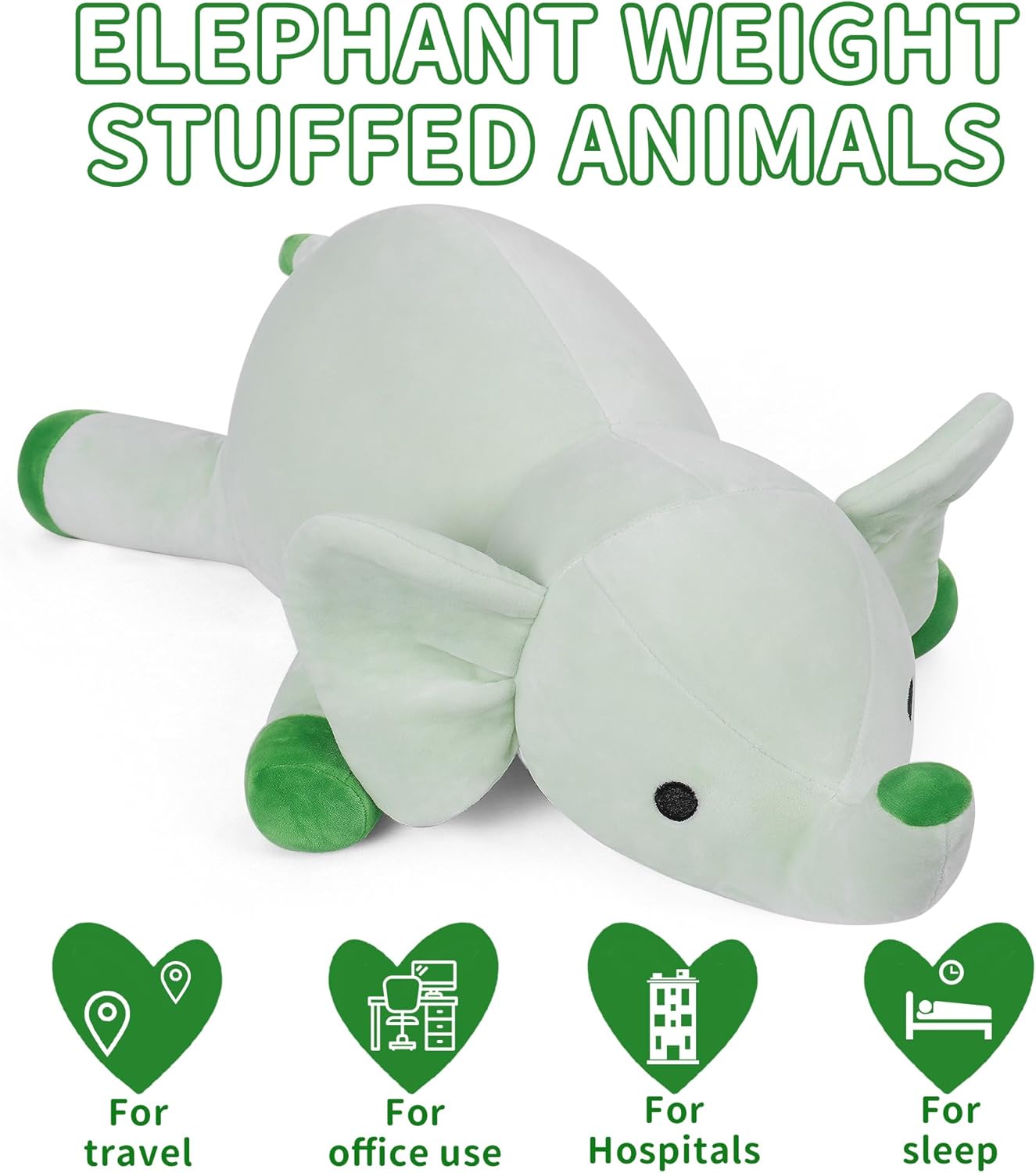 Elephant Weighted Plush Pillow