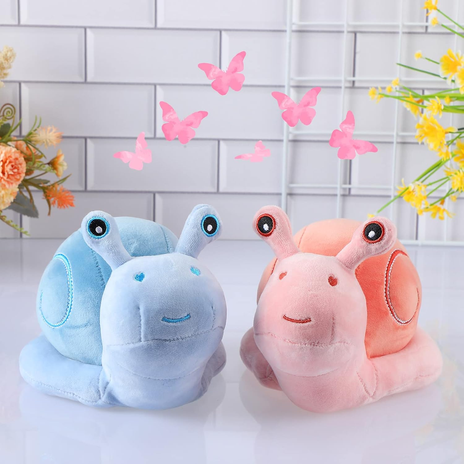 Two-Piece Civaner Pink Blue Snail Plush Pillow