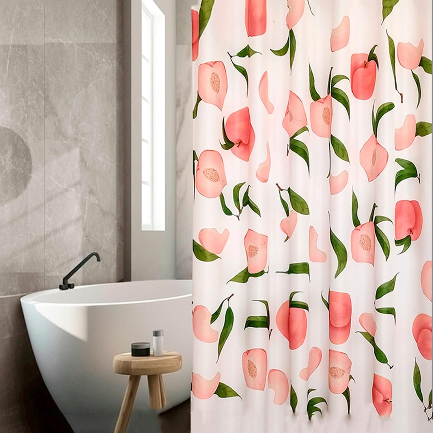 BNNP Fruit Peach Washable Polyester Bathroom Curtain 200x200cm