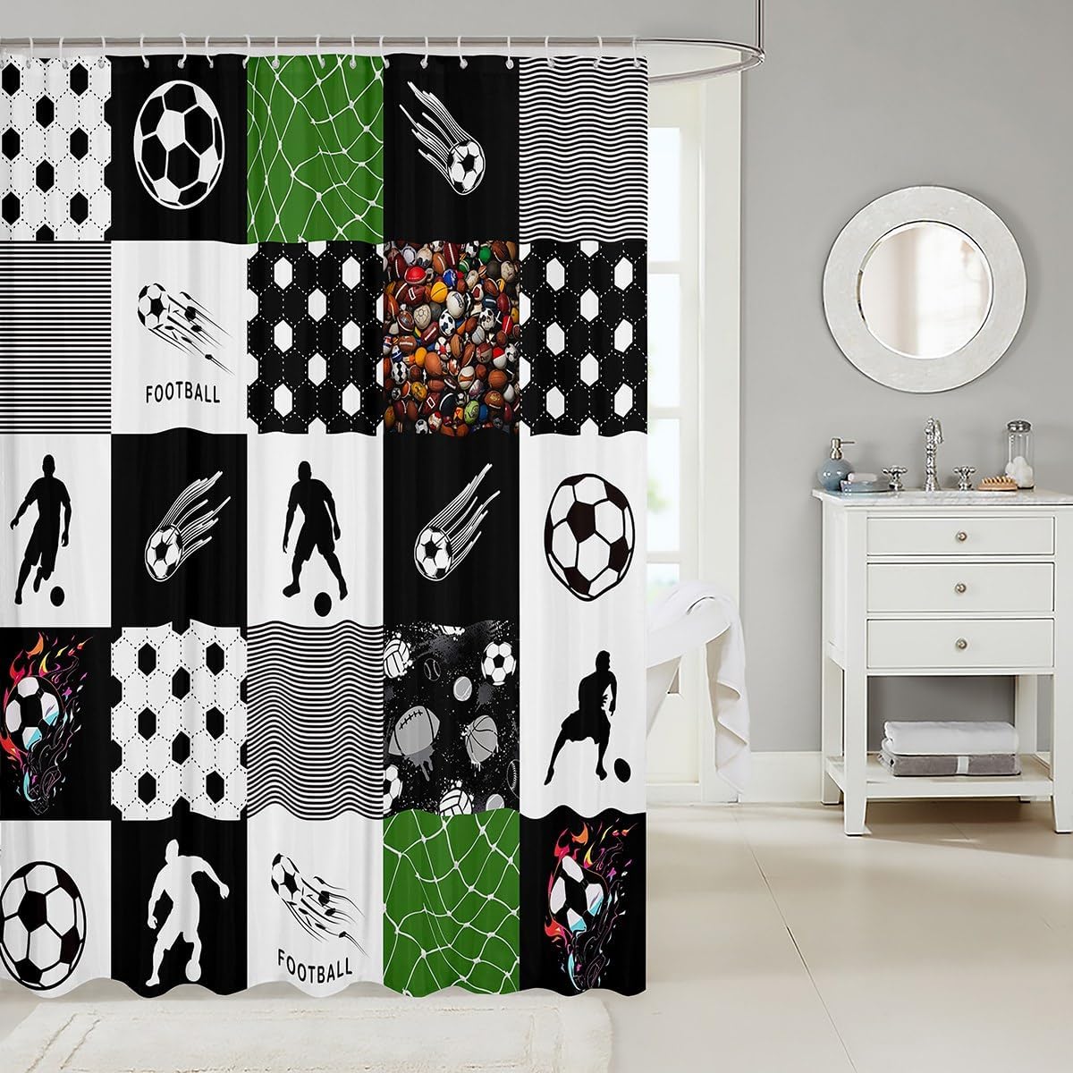 Waterproof Basketball Court Bartter Room 78 x 72 Shower Curtains