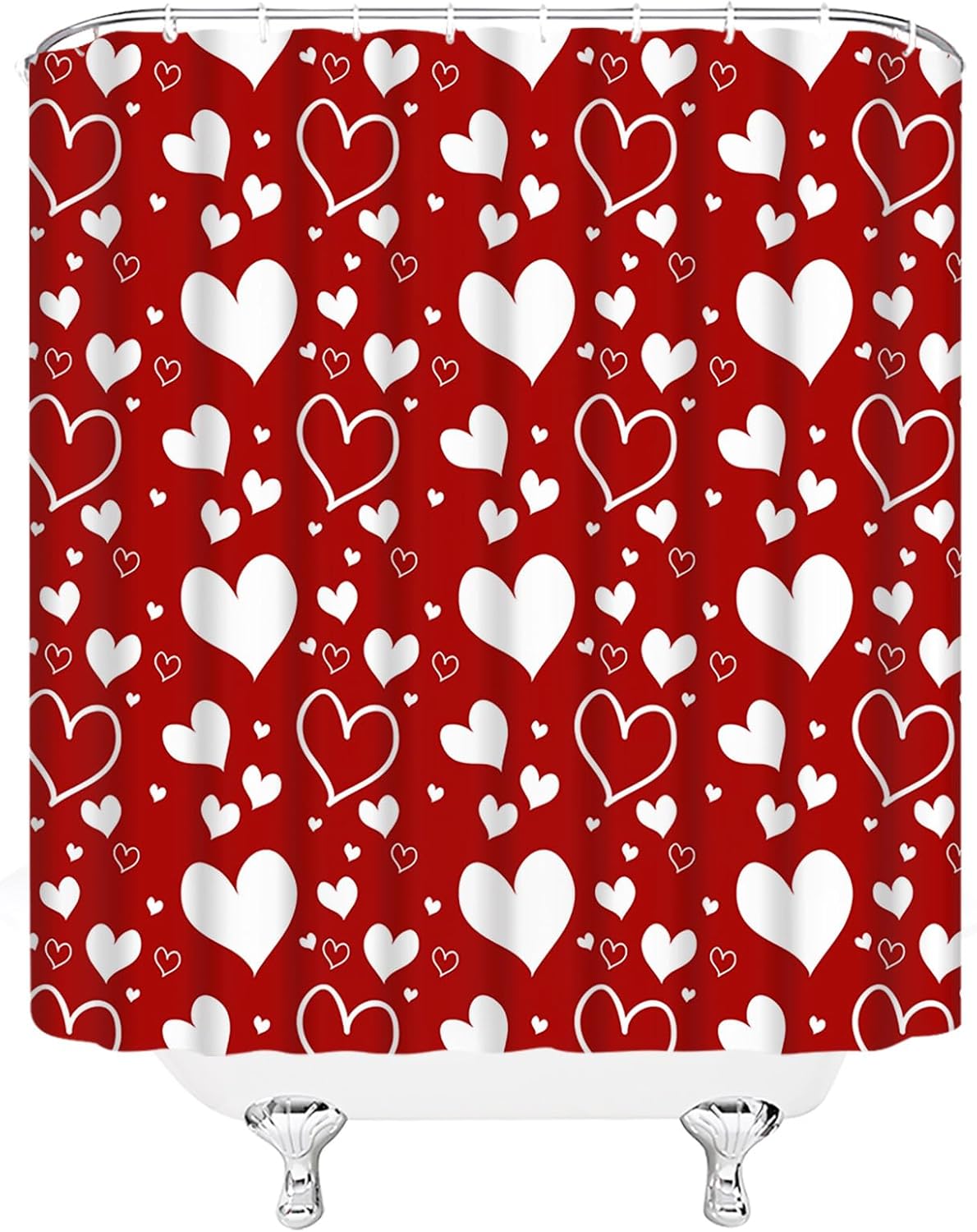 A Star Design Valentines Shower Curtain Red White Heart Set 70x70cm