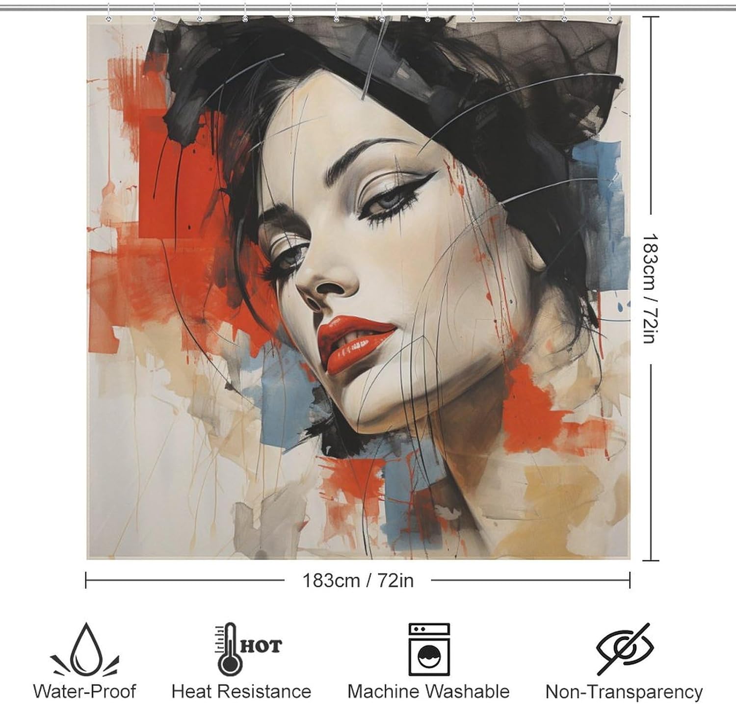 DAOWANGZUO Black Hair Girl Boho 72x72 Shower Curtain Set for Bathroom