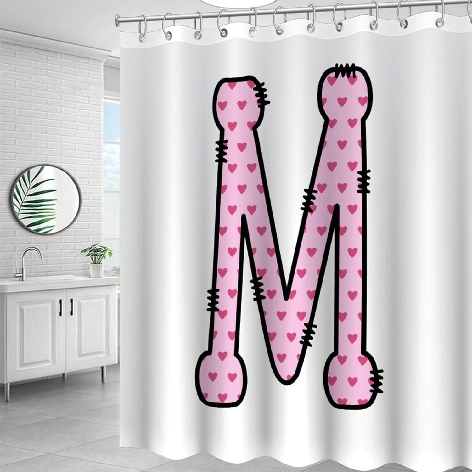 VEHFA Cute Pink Love Heart M Shower Curtain
