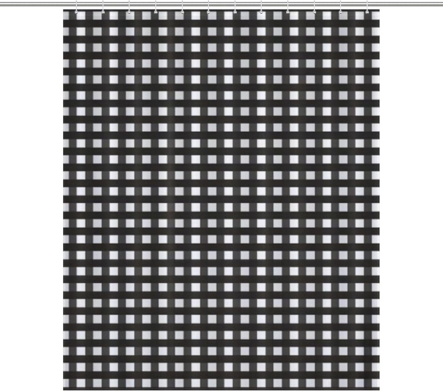 Nosarte Black Gingham Shower Curtain Set with 12 Hooks