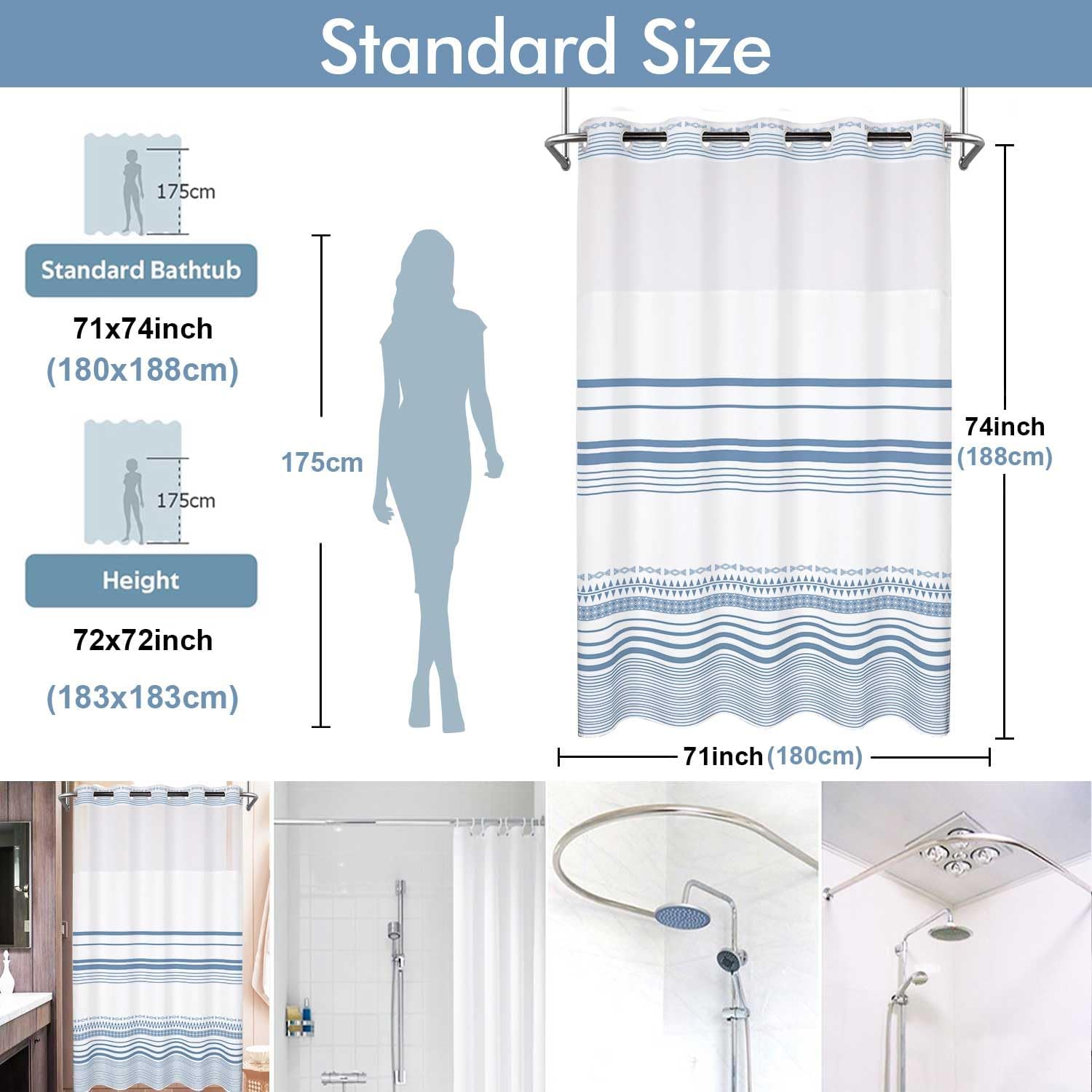 Elegant No-Hook Shower Curtain Set