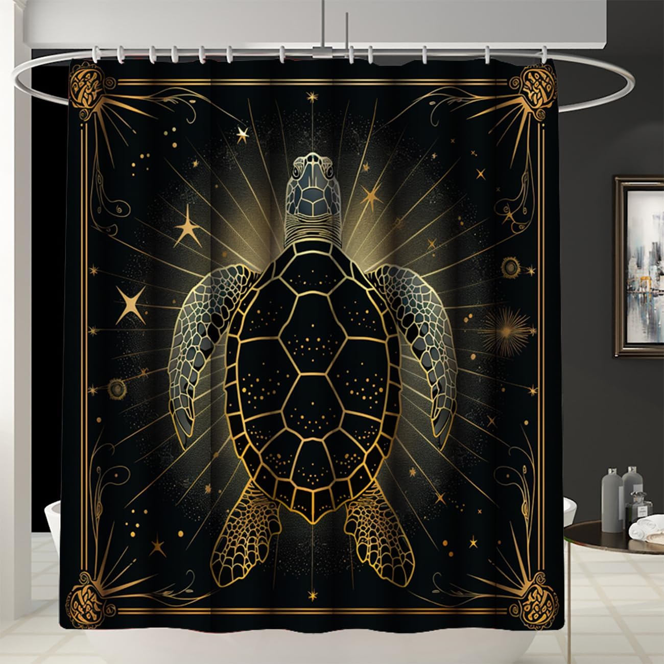 JPSBJWJ Sea Turtle Shower Curtain Set with 4 Pieces