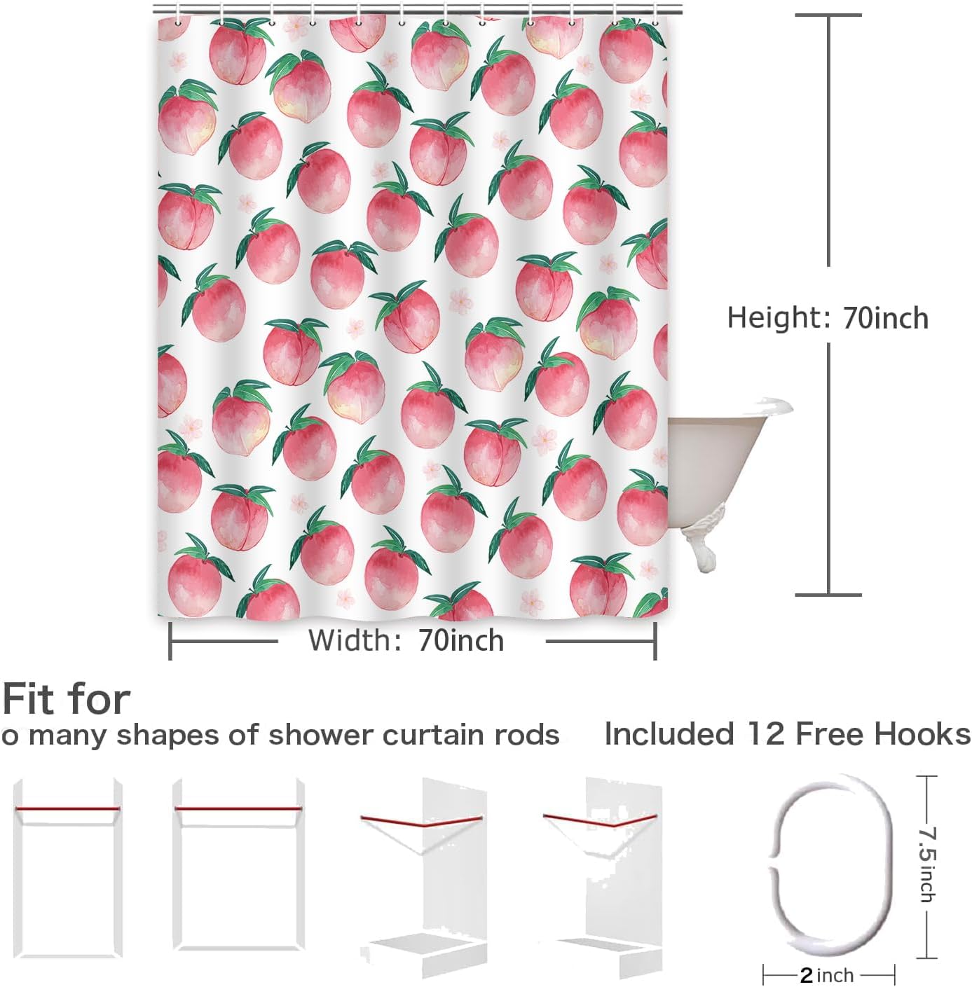 Cute Peachy shower curtains for bathroom decor