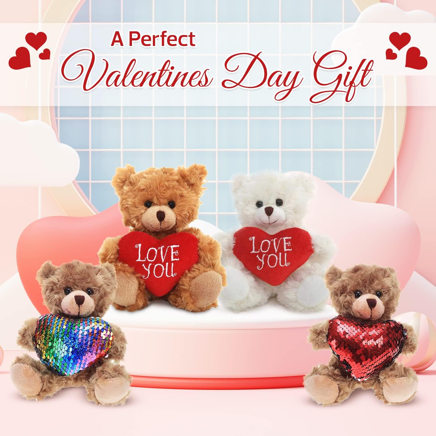 Mocha Heart Bear Plush Valentines Day Gift