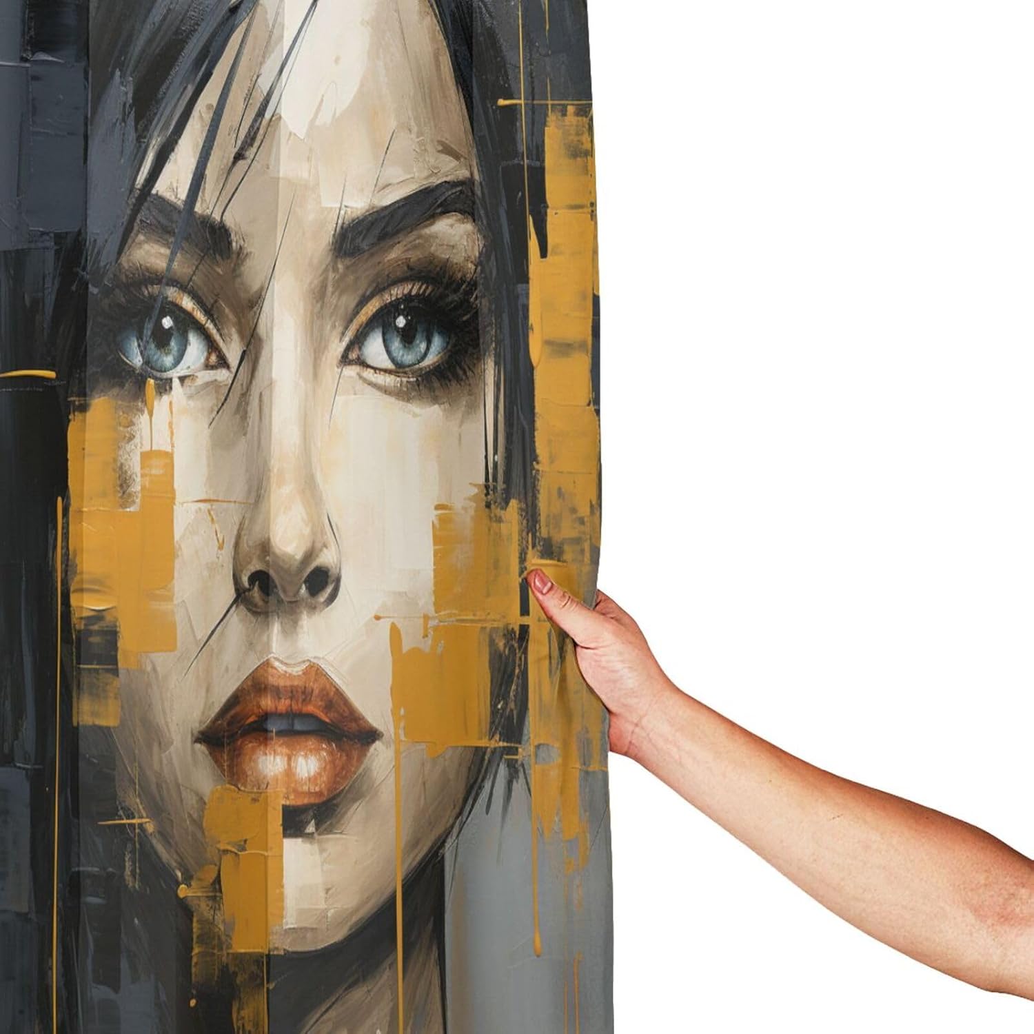 DAOWANGZUO Luxury Oil Painting Boho Face Shower Curtain Set