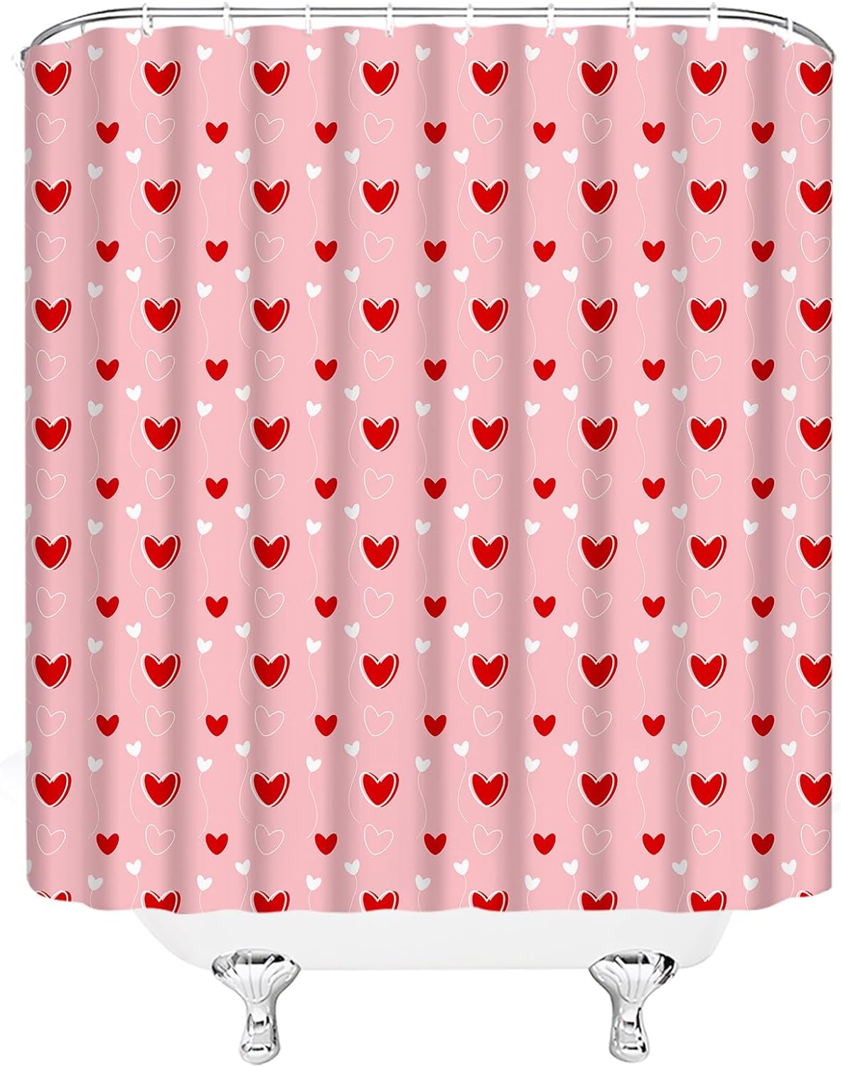Cute Heart Valentines shower curtain set 70x70 inches 180x180cm
