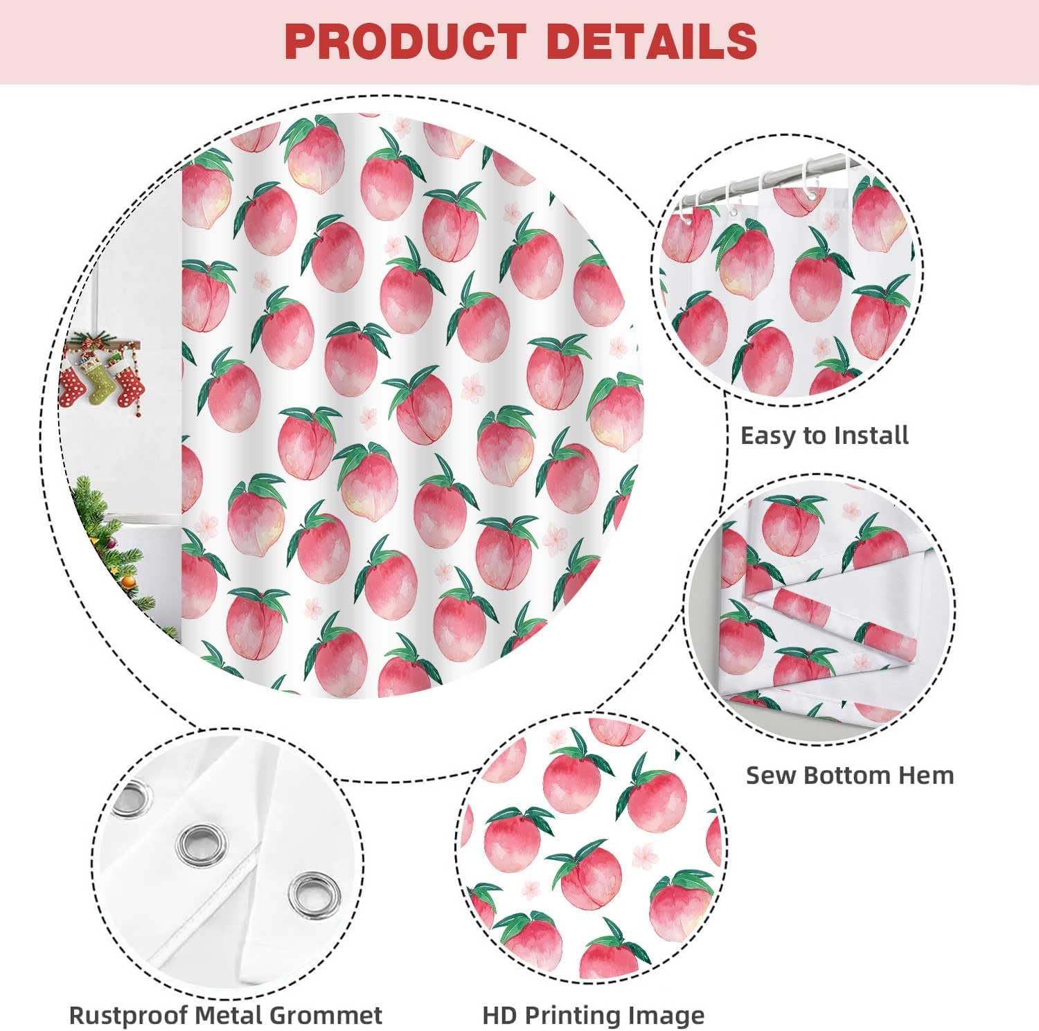 Cute Peachy shower curtains for bathroom decor