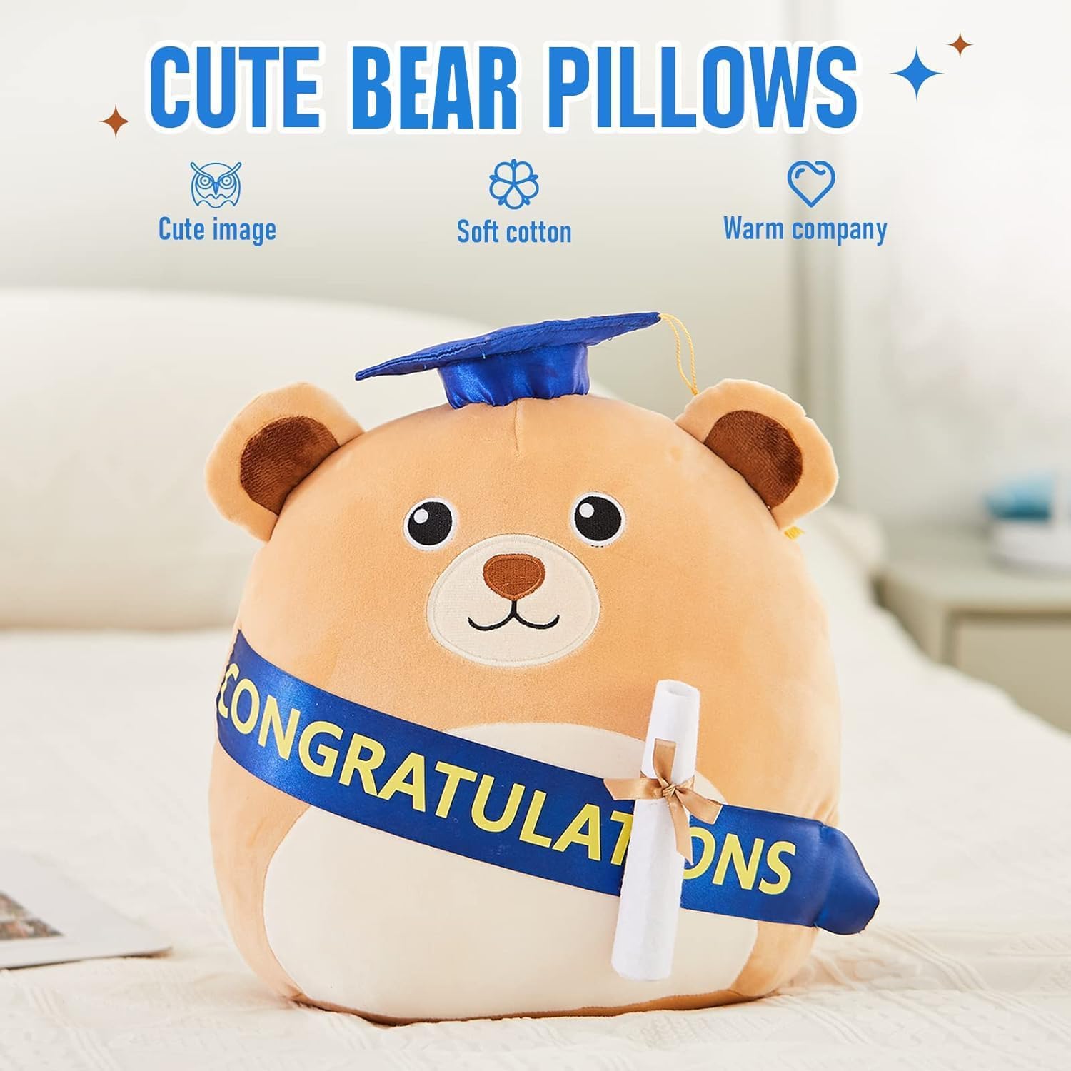 Cuddle up with a Graduation Bear Pillow for Boys and Girls