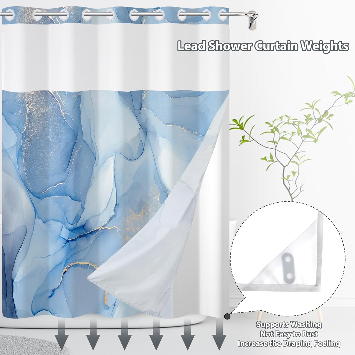 Blue Marble Modern Shower Curtain