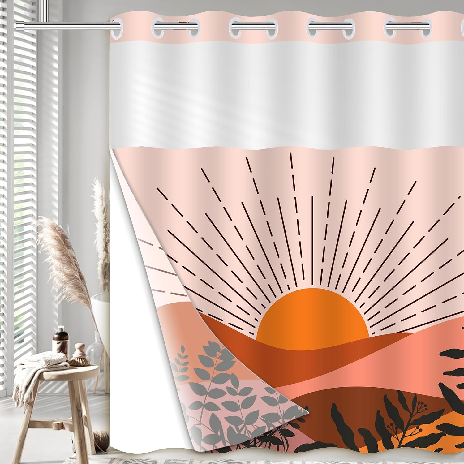 No Hook Boho Shower Curtain