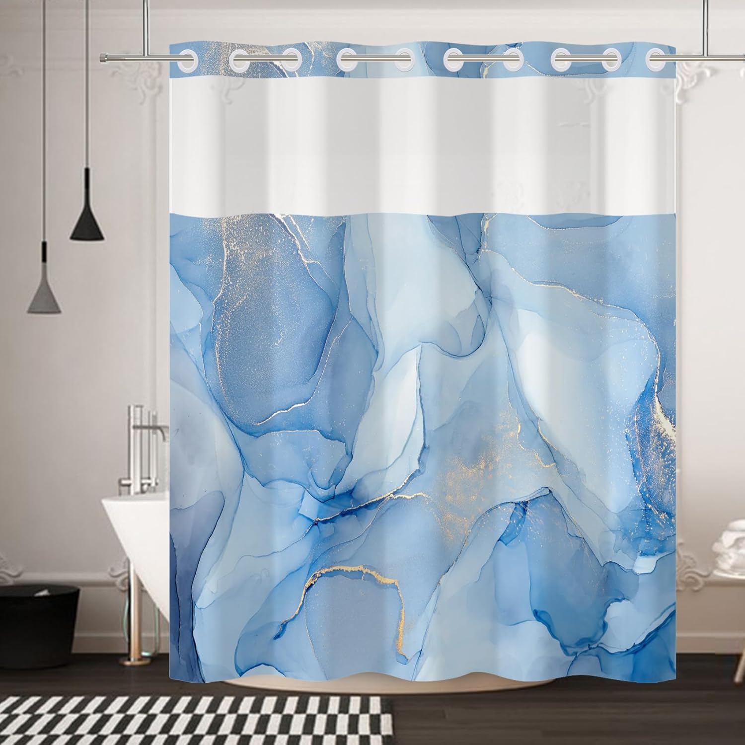 Blue Marble Modern Shower Curtain