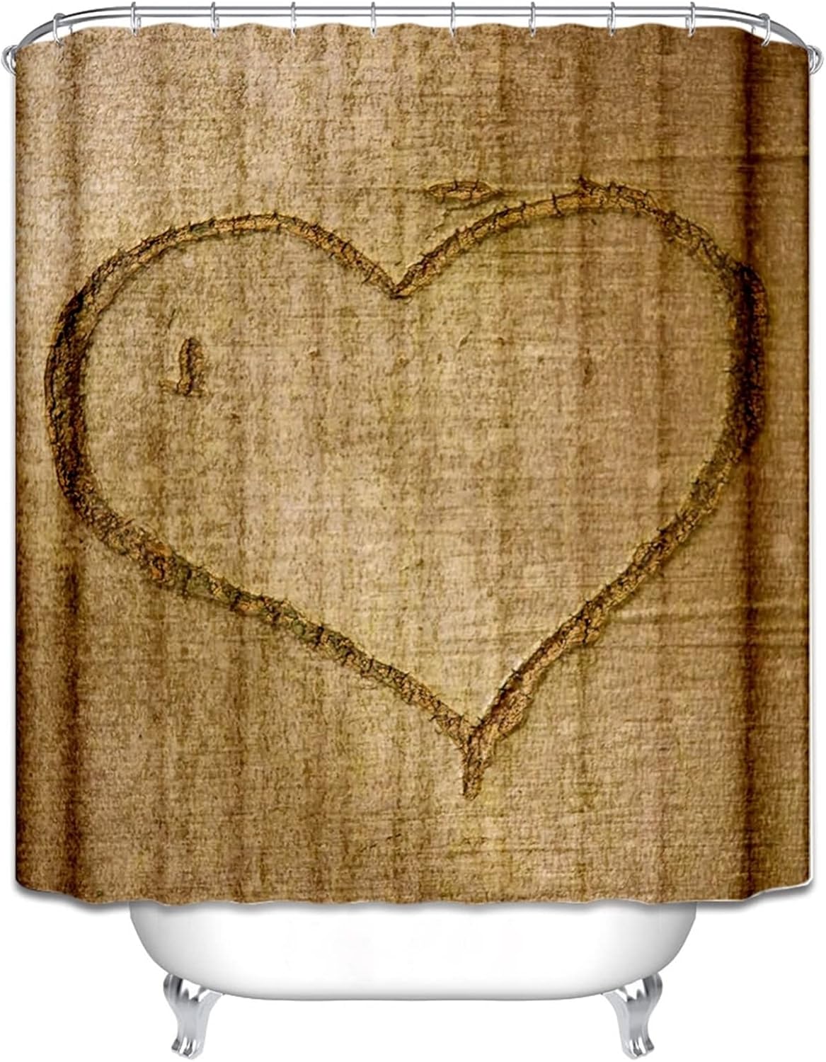 Modern Farmhouse Shower Curtain Polyester Heart Pattern 65x71 in Bathroom