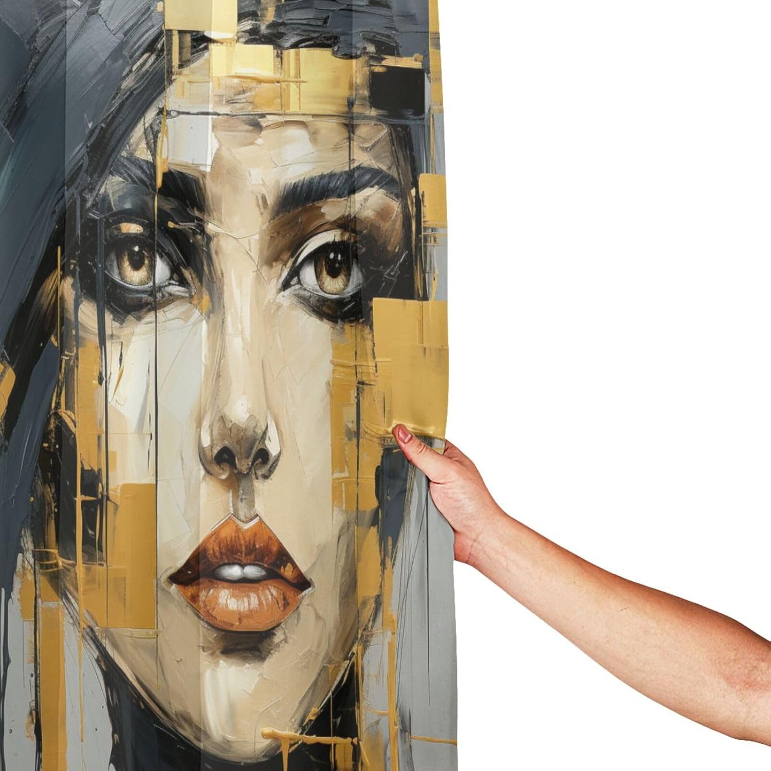 Unique Face Oil Painting Shower Curtain Set