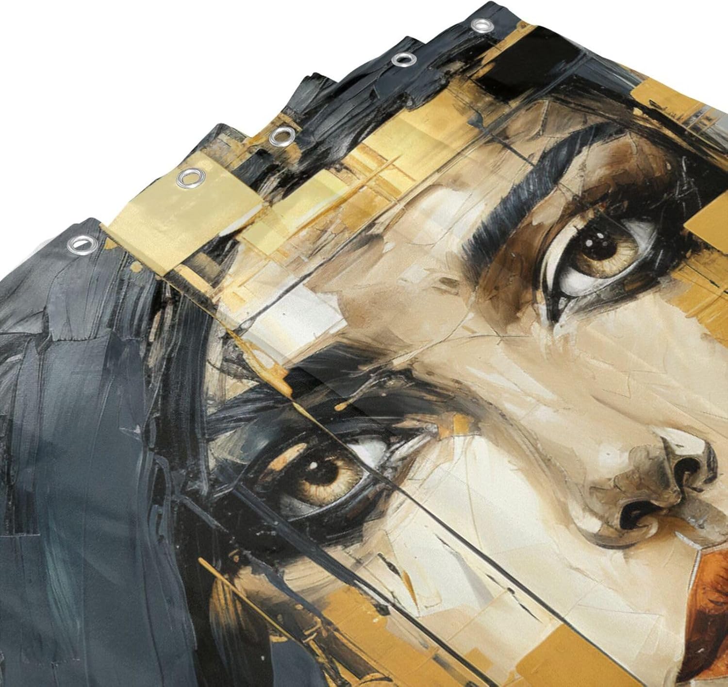Unique Face Oil Painting Shower Curtain Set