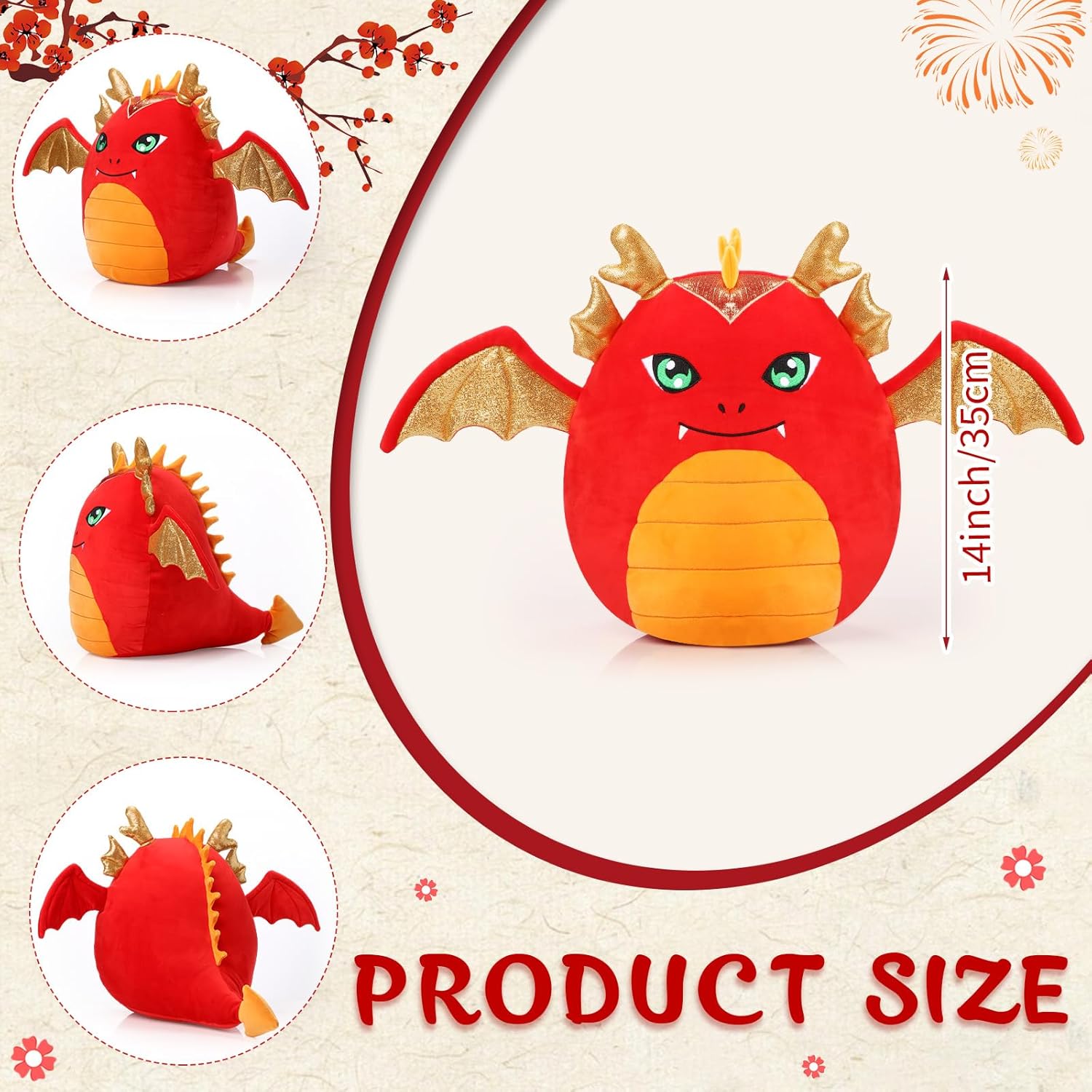 Leyndo 14 Red Dragon Plush Pillow