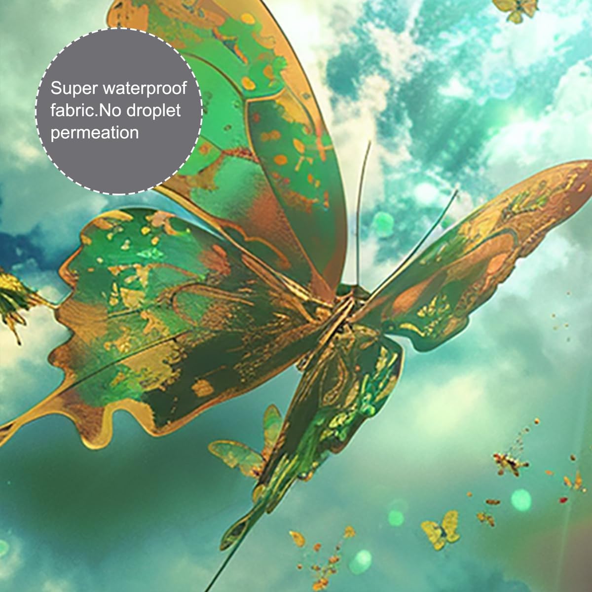 4 PCS Green Butterfly Shower Curtain Sets