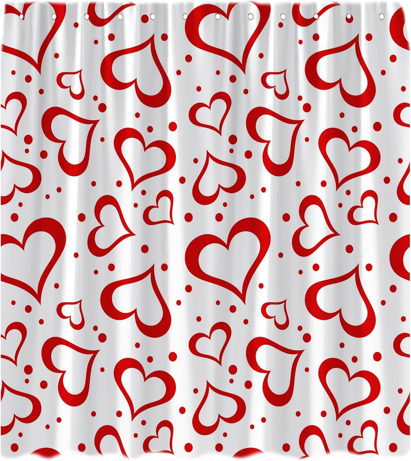 Romantic Valentines Love Heart Heavy Duty Showers Red Heart Polka Dots