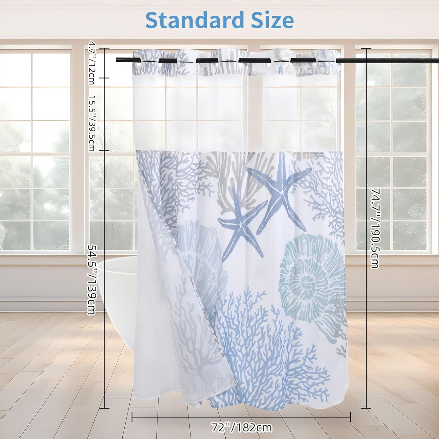 Seashell Style 72x75 Nautical Shower Curtain