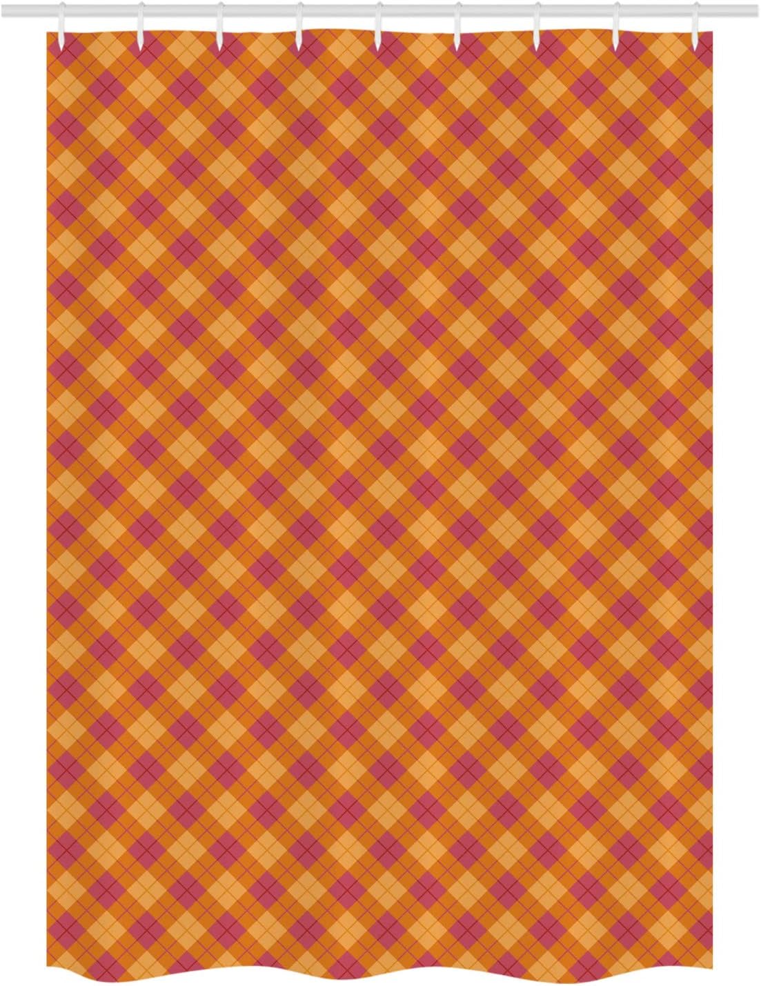 Lunarable Plaid Stall Shower Curtain Set - 54 x 78 Pale Orange