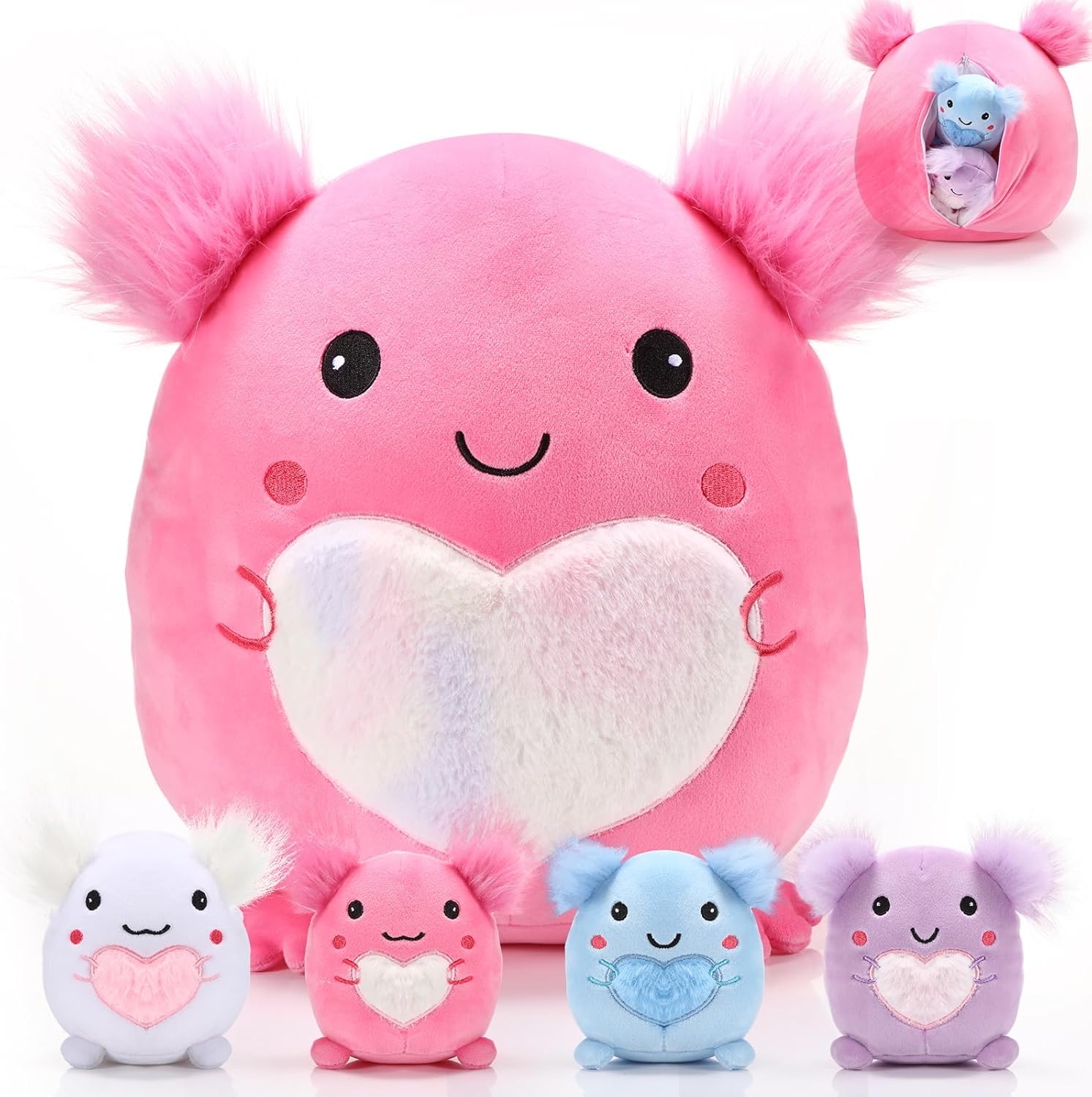 Hiboom Axolotl Plush Pillow Set 5 Pcs 12 Inch