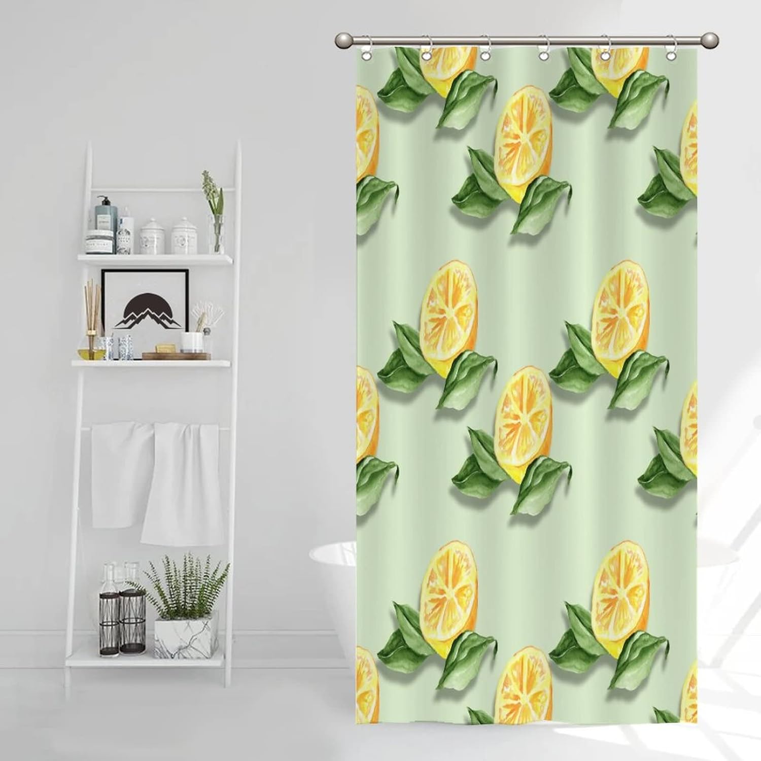 Abstract Lemon Fruit Shower Curtain Liner Set with Hooks