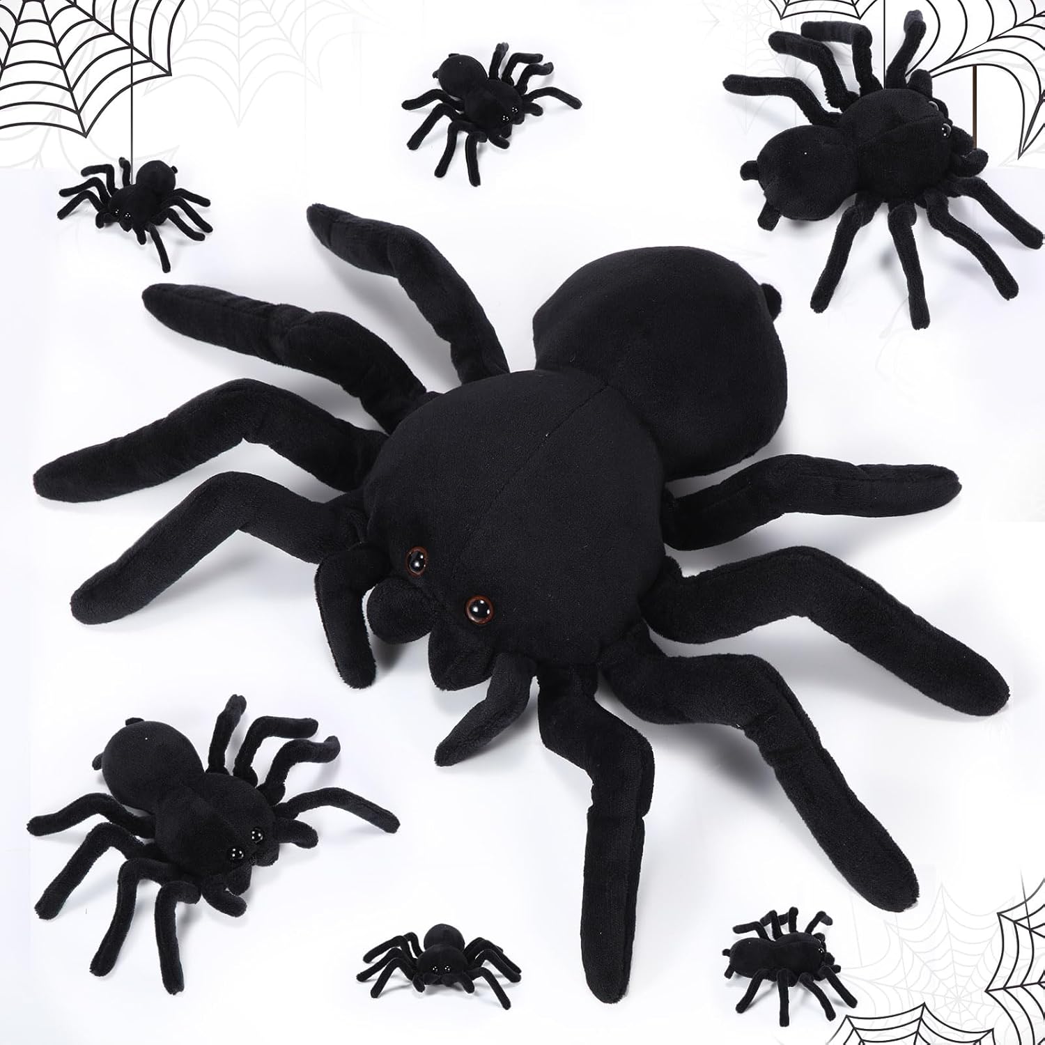 7-Piece Spider Stuffed Animal Set with Realistic Plush