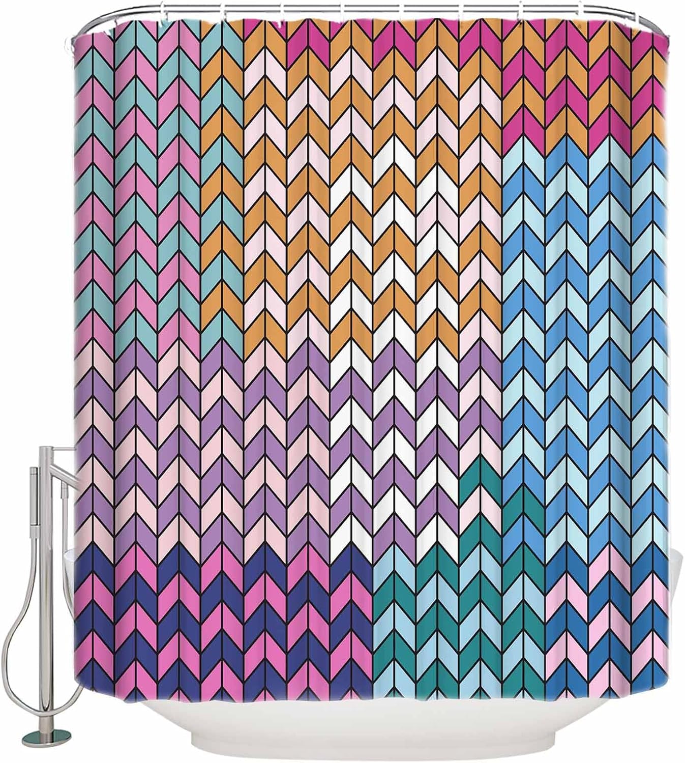 Vivid Striped Waterproof Bath Curtains
