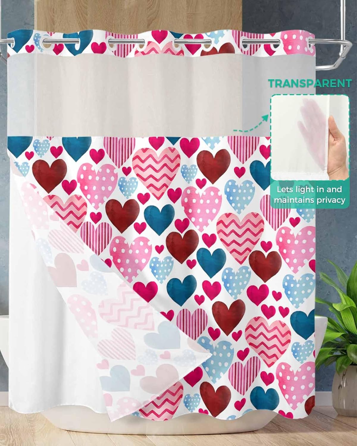 No-Hook Shower Curtain Set