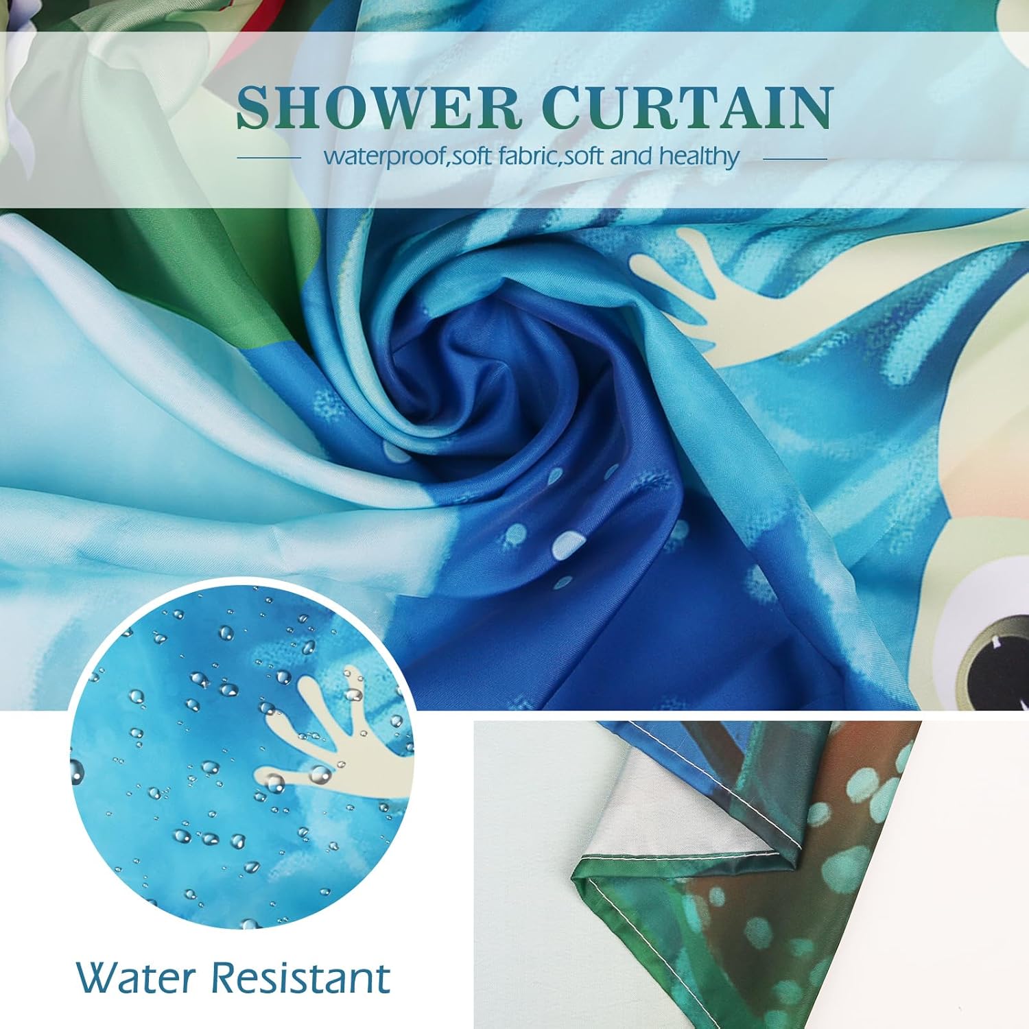 Aimego Funny Frog Shower Curtain Set