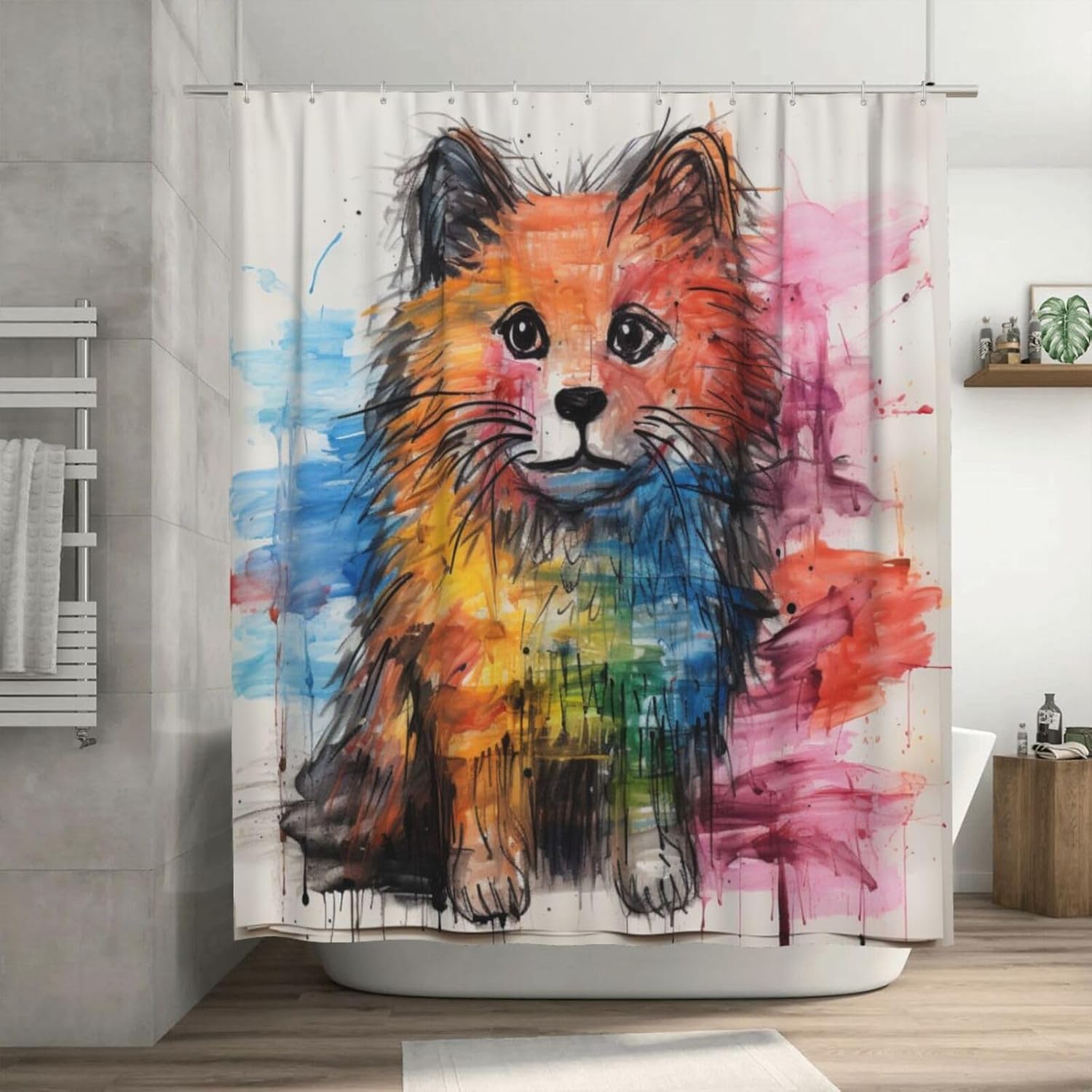 Cute Dog Shower Curtain Set