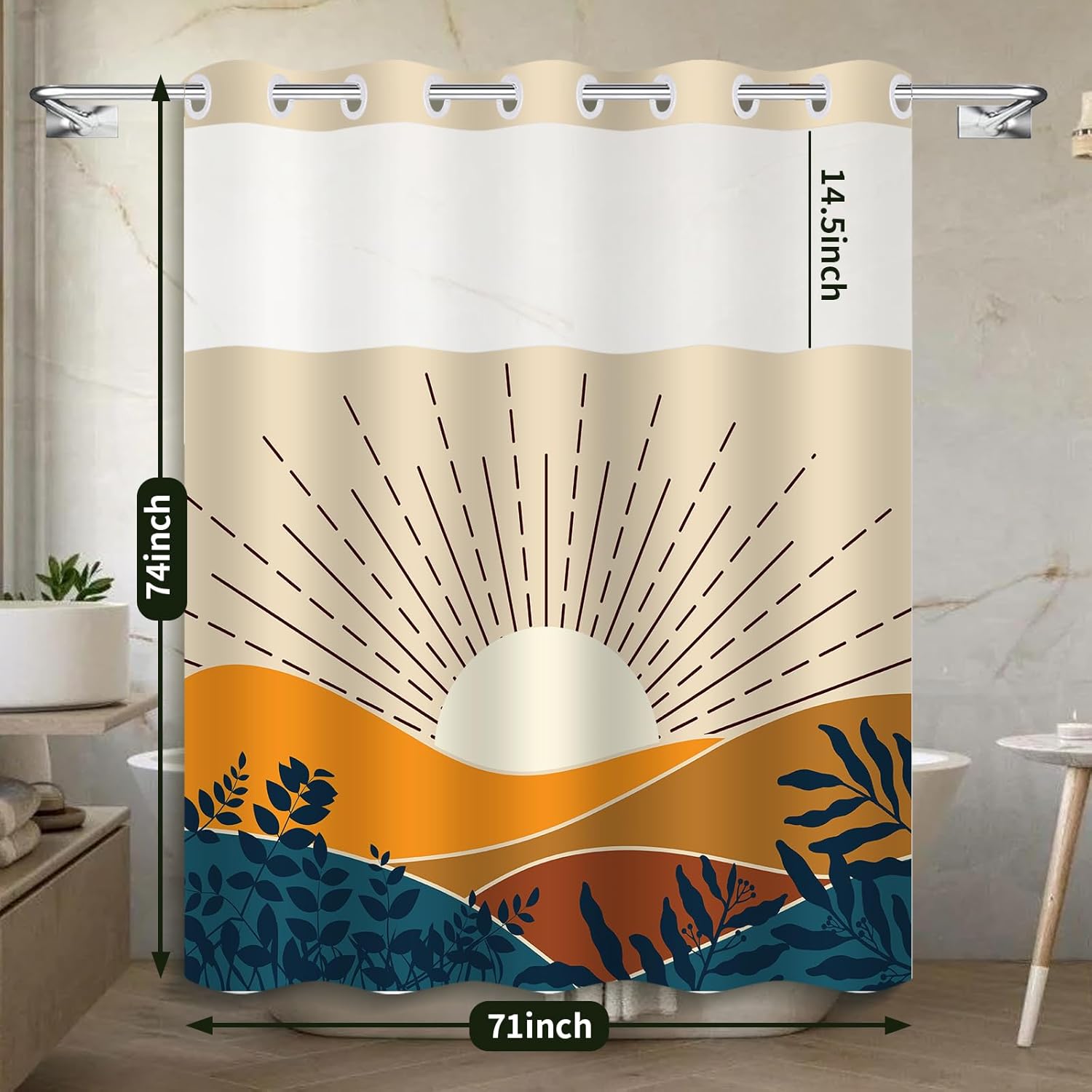 Sleek Yellow Boho Shower Curtain Perfect for Any Decor