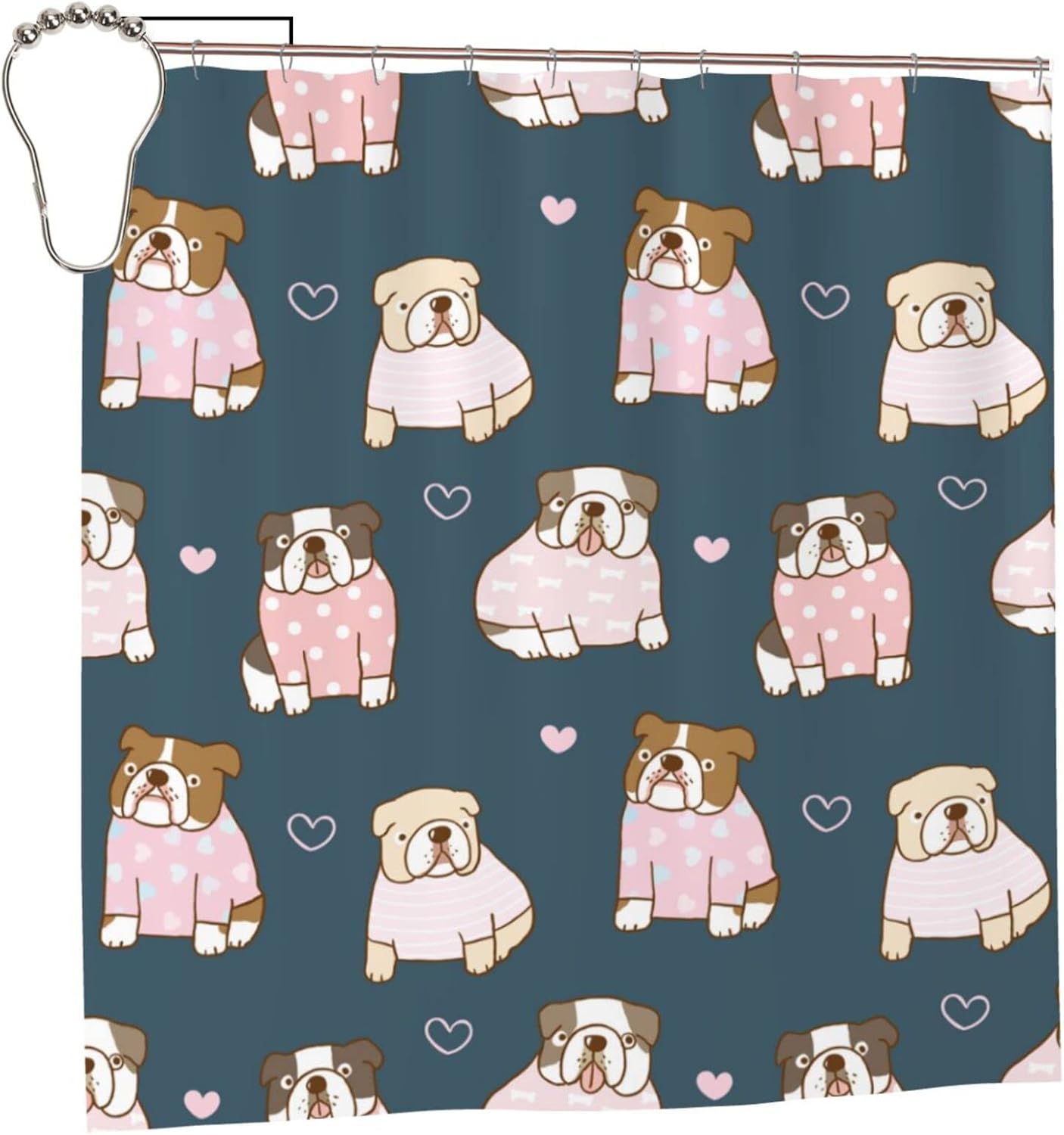 French Bulldog Shower Curtain 72x72 inches Deep Blue