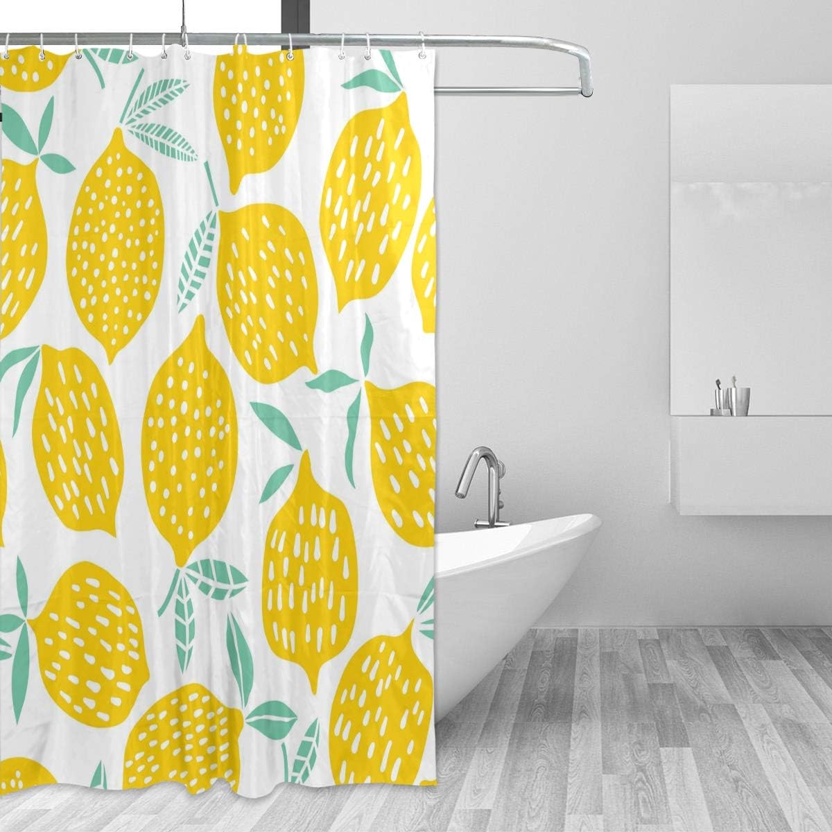 AUUXVA 72x72-inch Fruit Lemon Patterned Bath Curtain